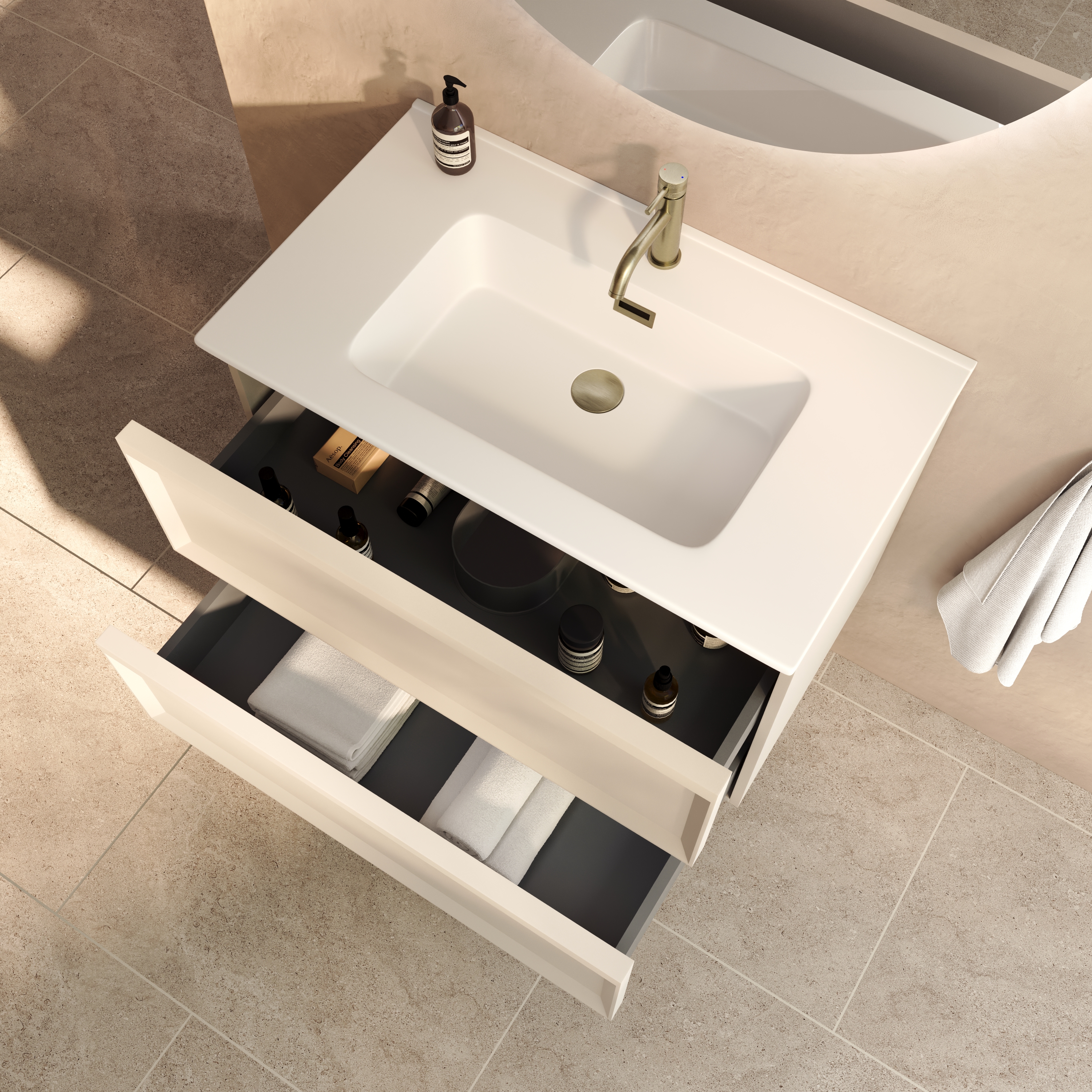 Aura 800mm Wall Mounted Vanity Unit & Matt White Basin