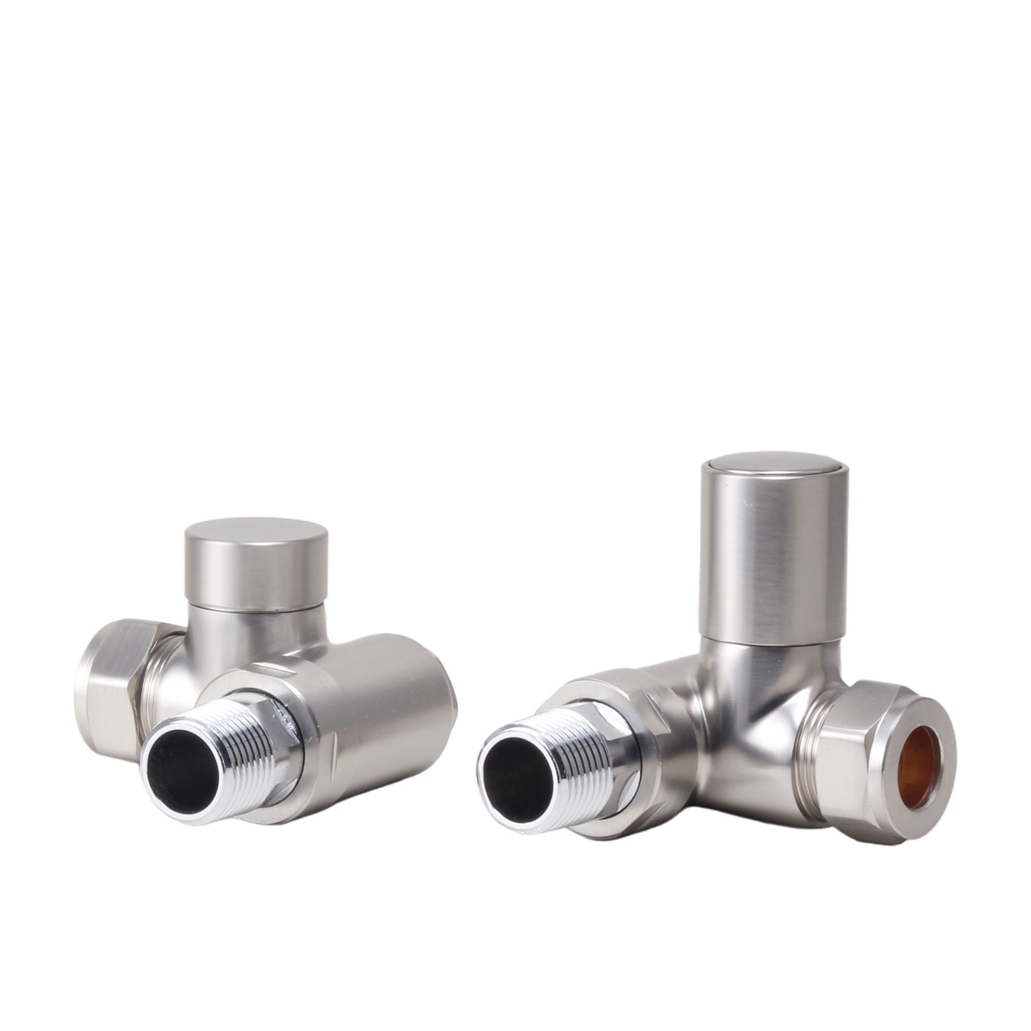 Toasty Brushed Nickel Dual Fuel Corner Radiator Valves | Drench