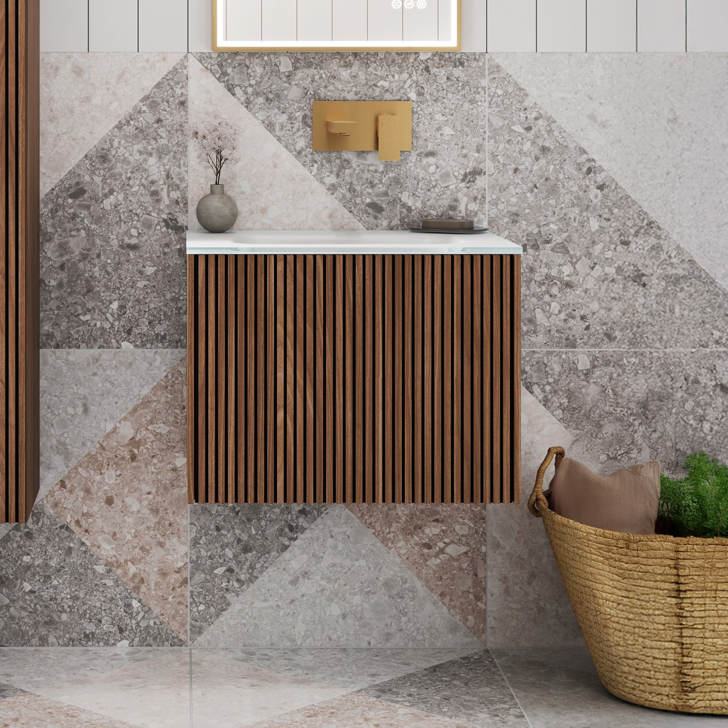 Crosswater Limit 600mm Wall Hung Single Slatted Drawer Vanity Unit & Basin Options