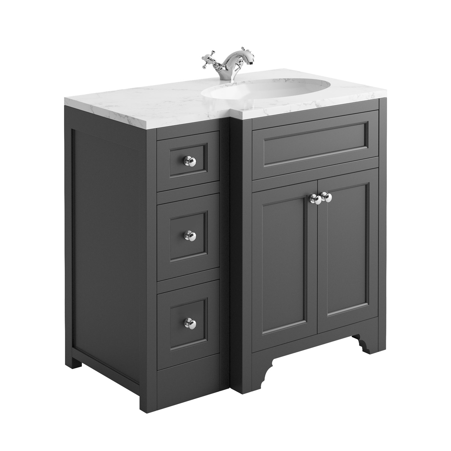 Butler & Rose Charlotte 900mm Right Hand Corner Floorstanding Vanity Unit & Minerva®