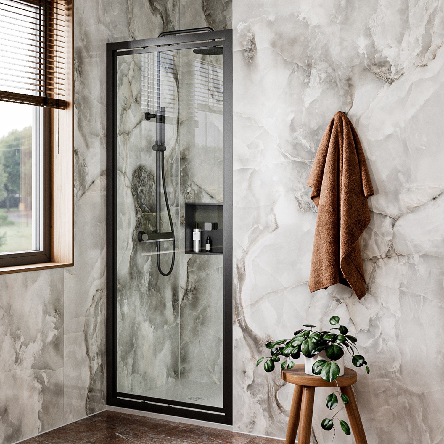 Crosswater Clear 6 6mm Matt Black Infold Door & Optional Side Panel
