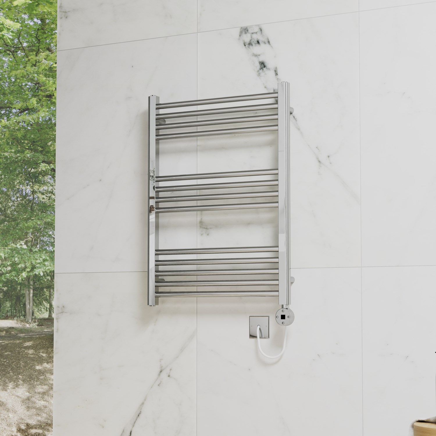 Toasty Glow Premium Chrome 25mm Electric Heated Towel Rail with Heating Element