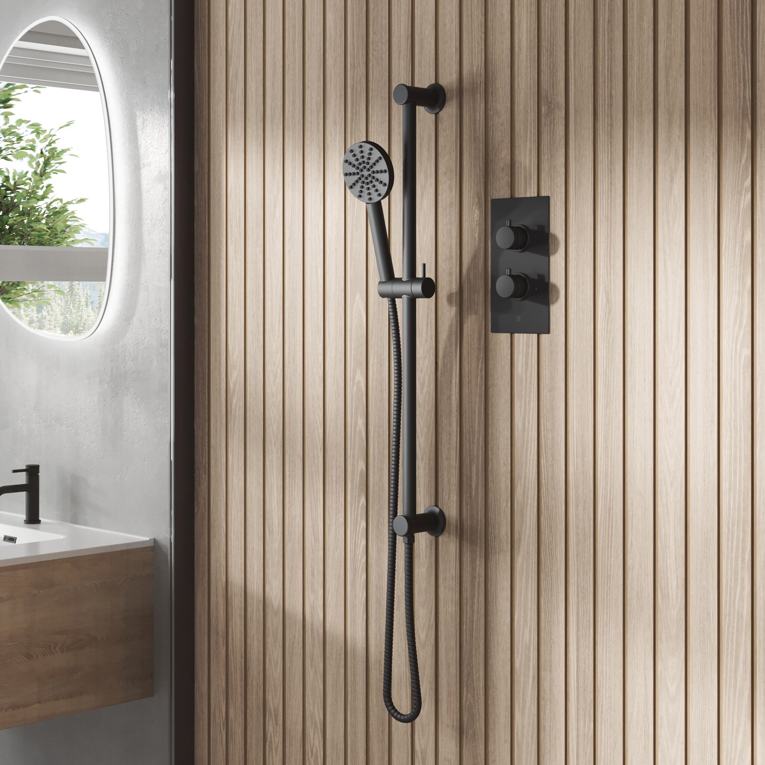 Core Spring Fluted Core 1 Outlet Concealed Shower Valve & Slide Rail Kit with Fluted ...