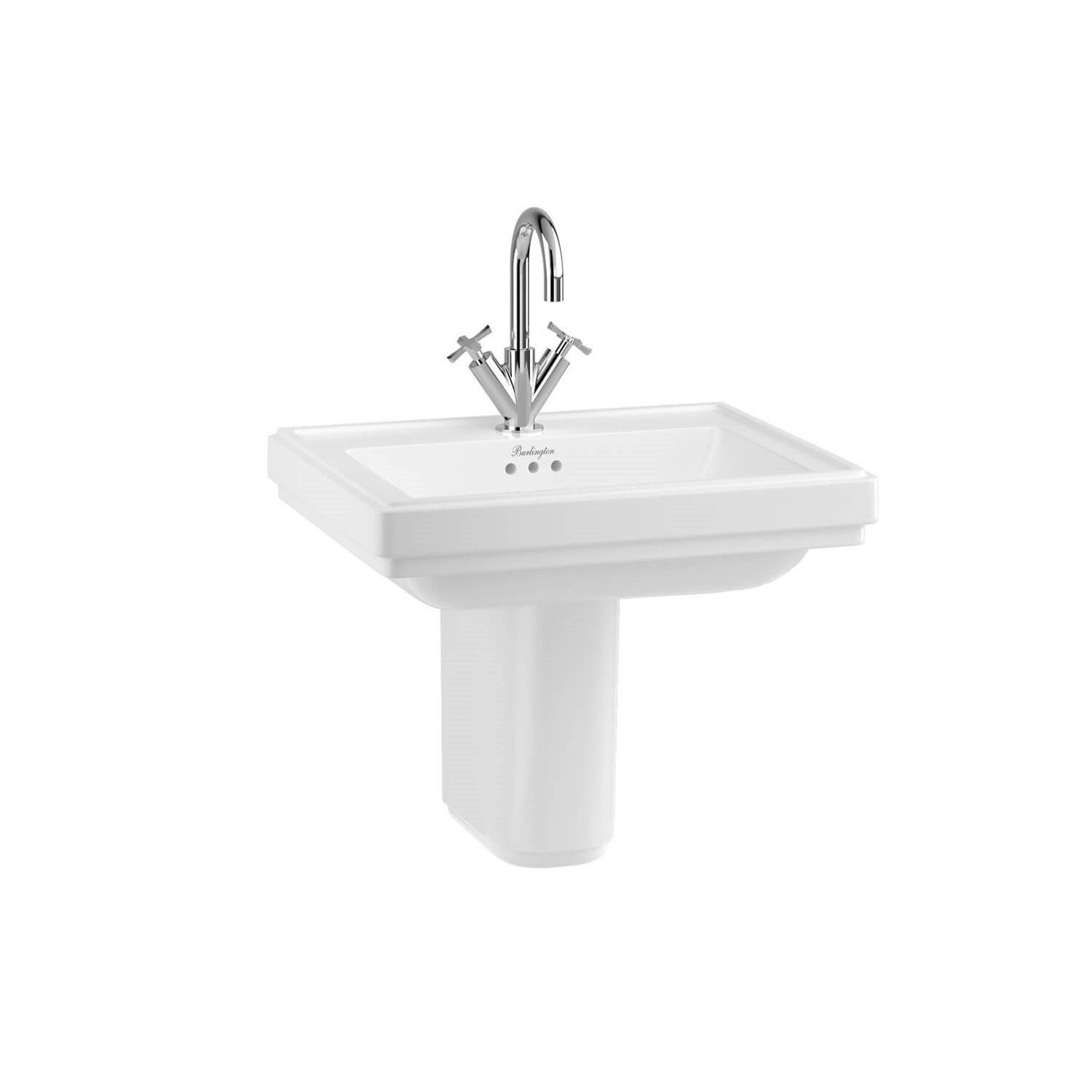 Burlington Riviera Square Basin & Semi Pedestal - 580mm & 650mm