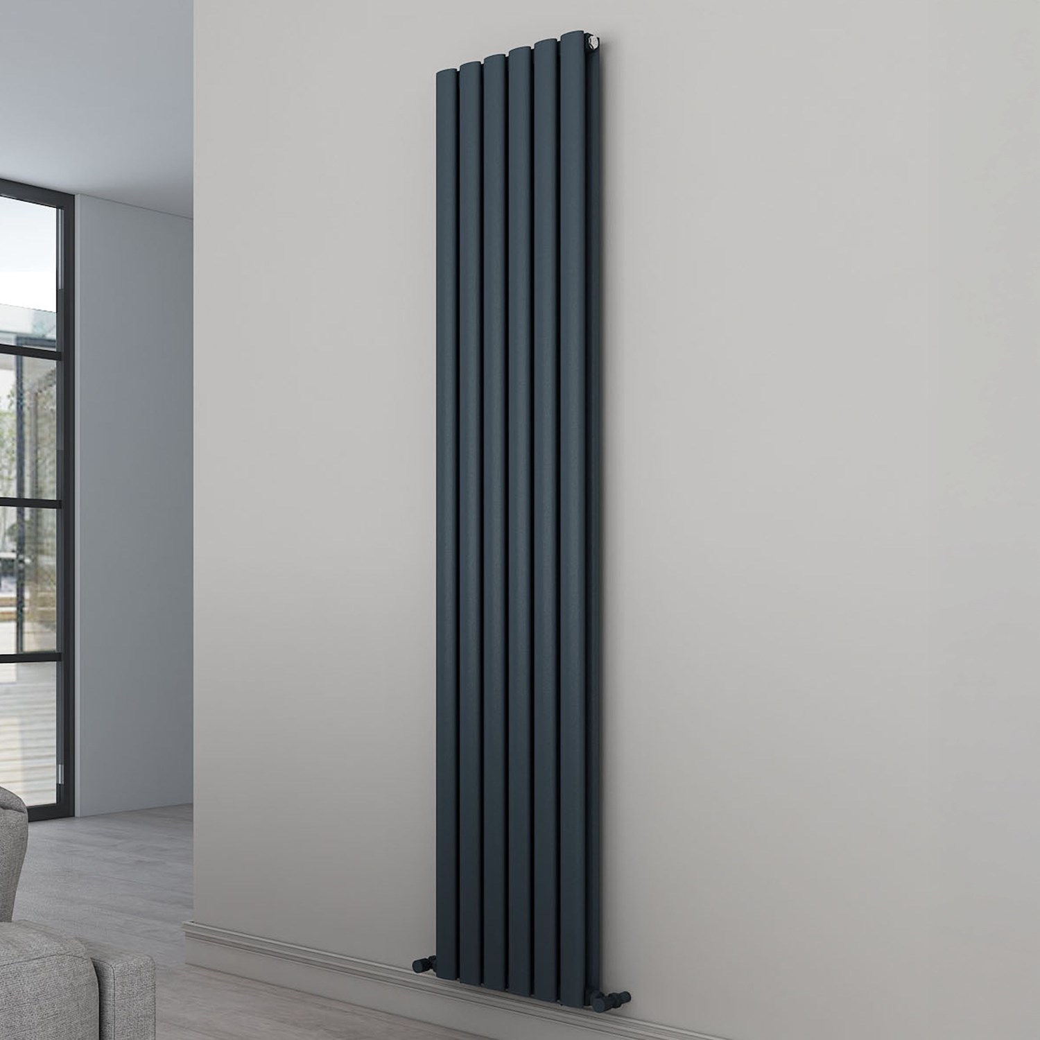 Tallis Oval Double Panel Vertical Aluminium Radiator