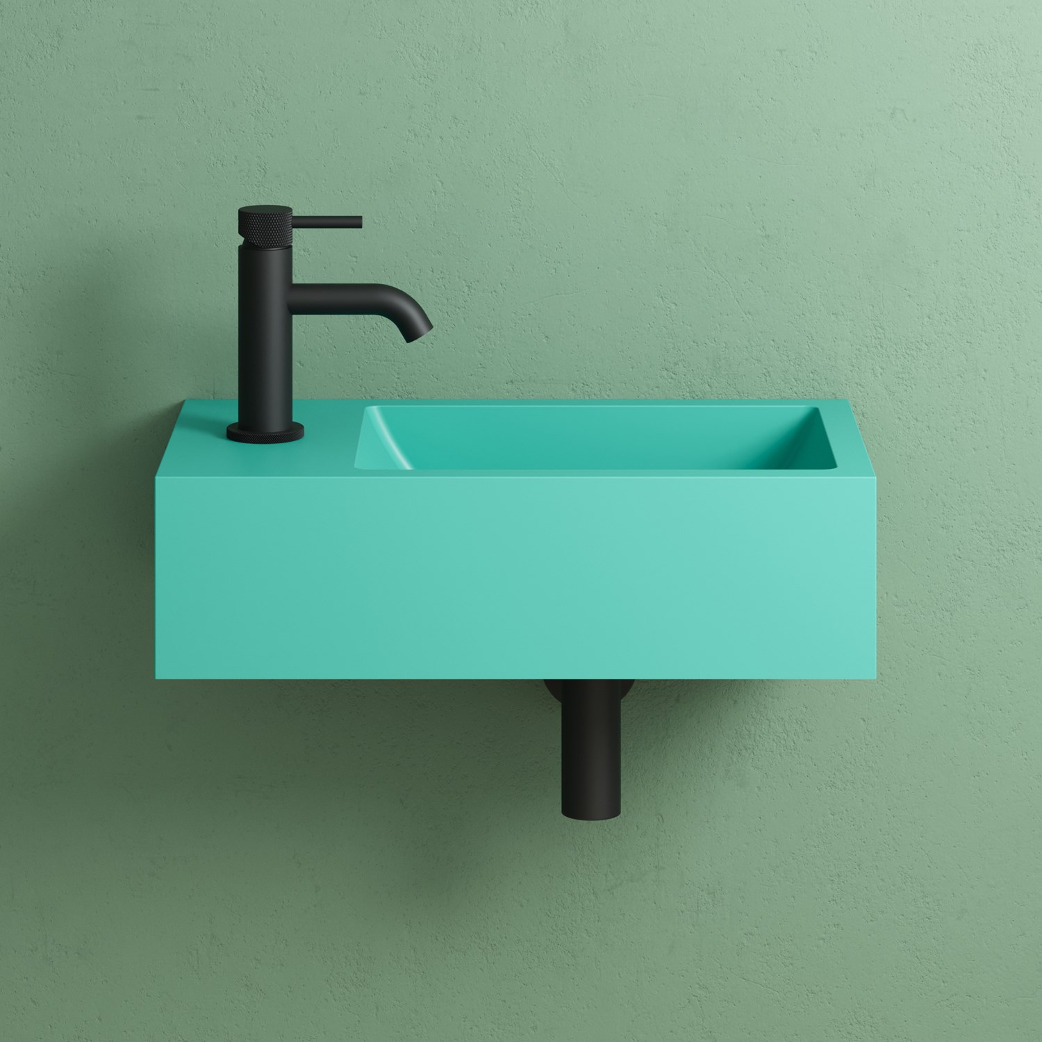 Harbour Concrete 400mm Wall Hung Cloakroom Basin - Seafoam Green