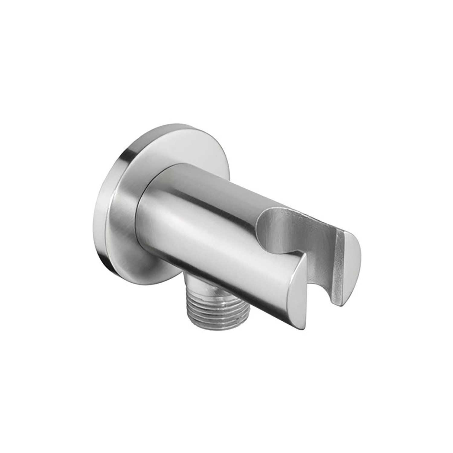 Inox Brushed Stainless Steel Round Shower Outlet Elbow Handset Holder