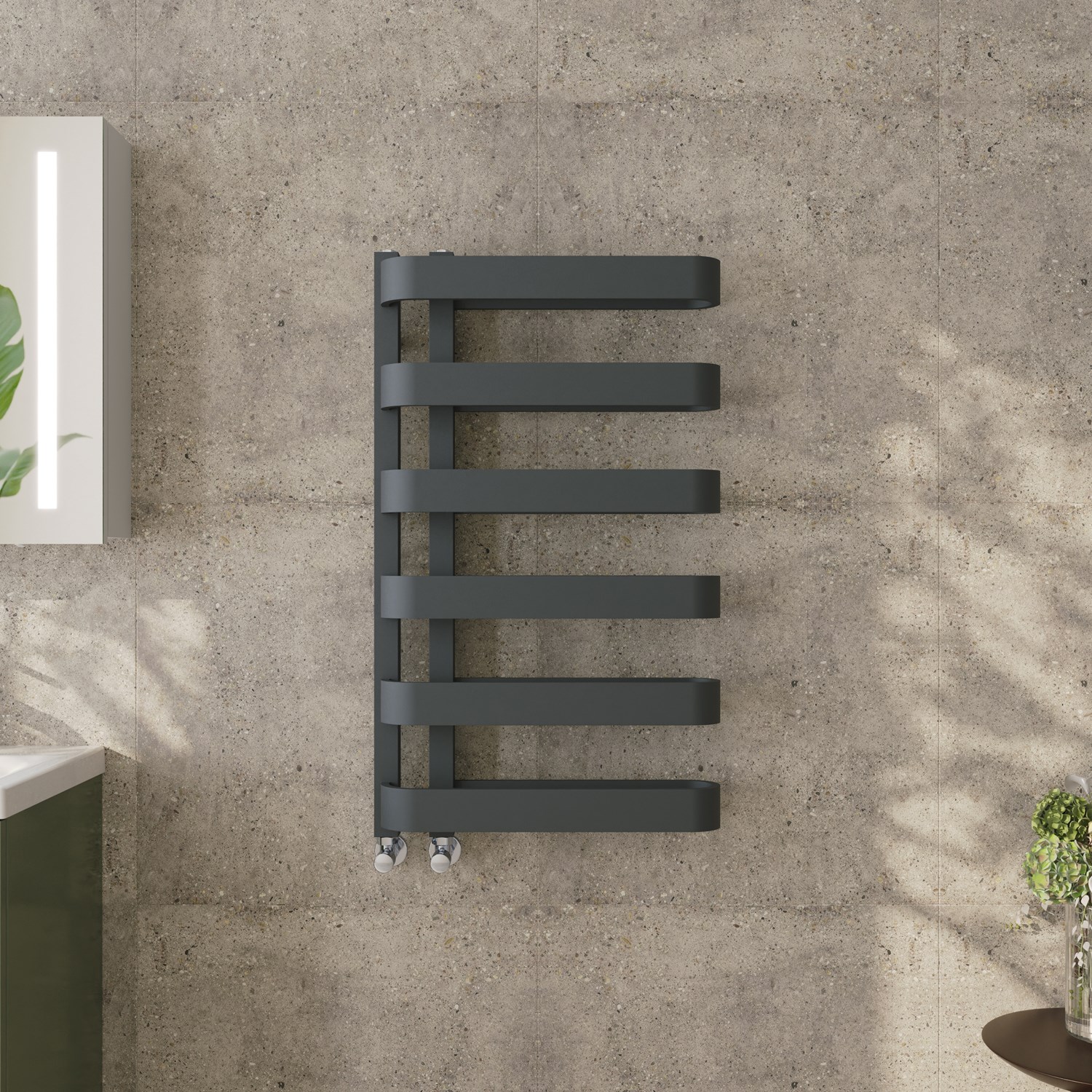 Toasty Cocoon Anthracite Heated Towel Rail - 850 x 500mm