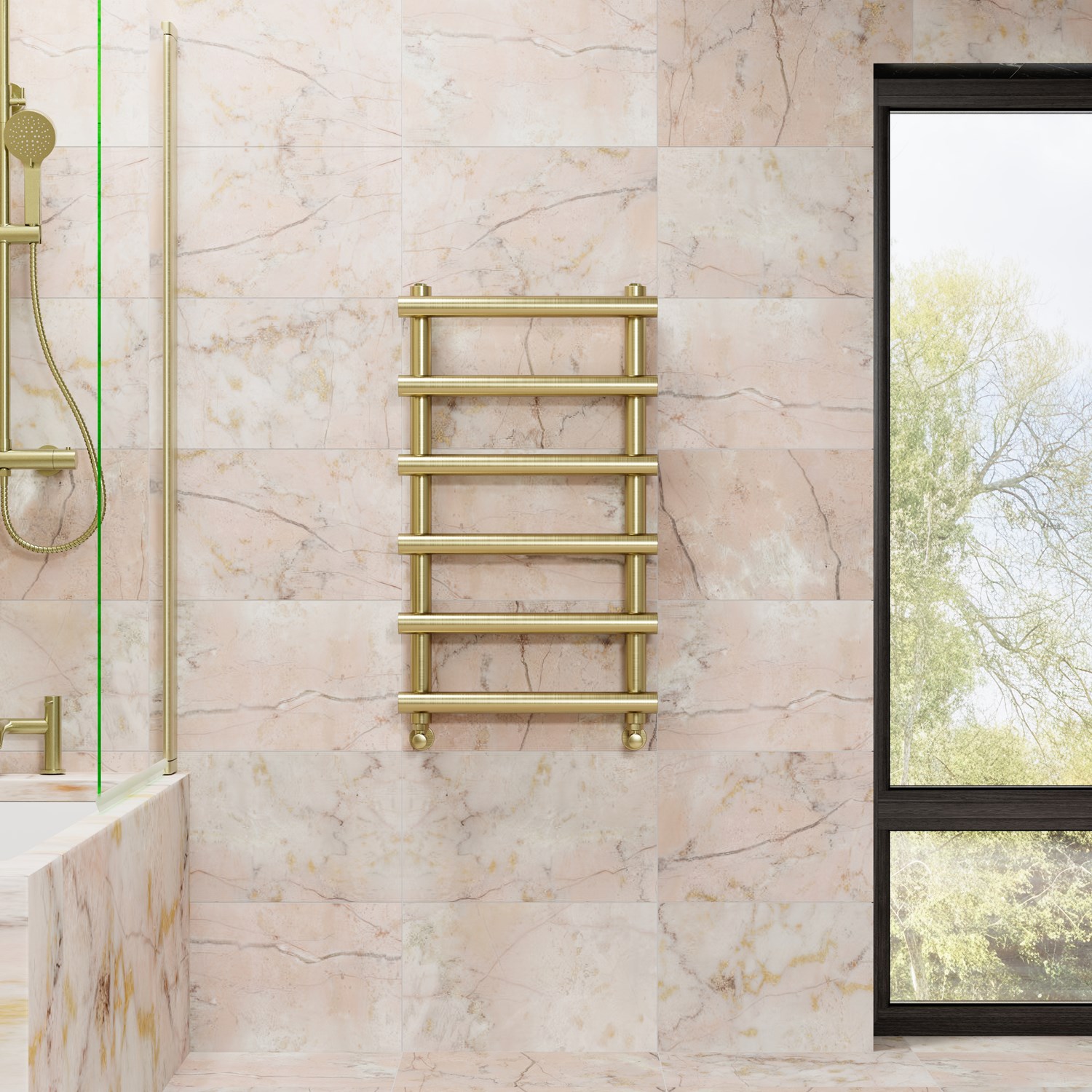 Toasty Yarrow Brushed Brass Heated Towel Rail