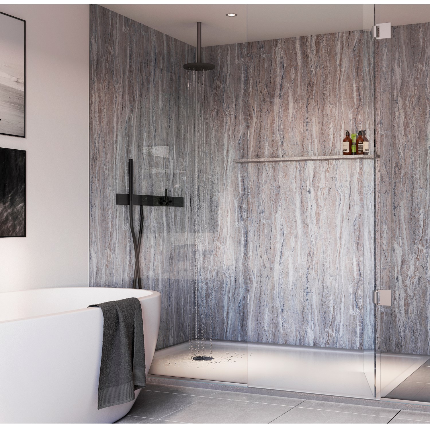 Showerwall Blue Toned Stone Laminate Bathroom Wall Panel | Drench