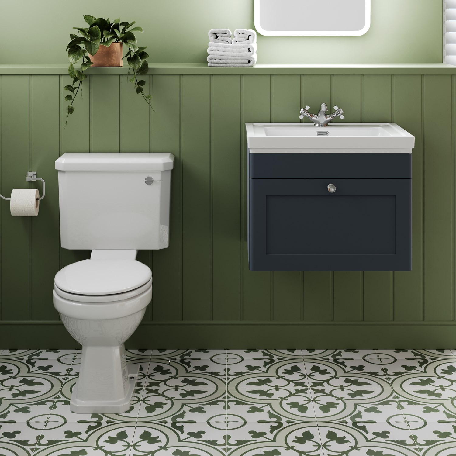 Butler & Rose Ophelia Traditional Toilet & 600mm Wall Hung Vanity Unit ...