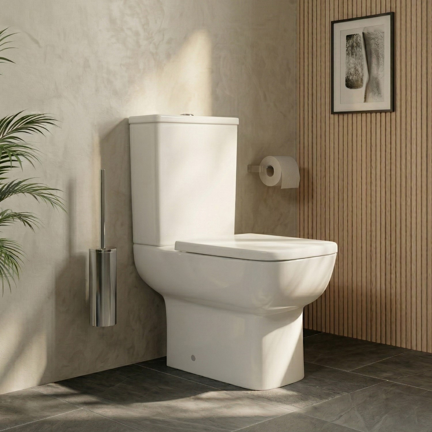 Harbour Icon Rimless Close Coupled Toilet & Soft Close Seat | Drench