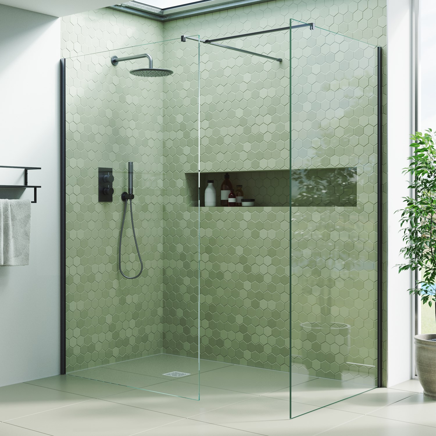 Harbour i10 10mm Easy Clean 2m Tall Wetroom 2 Panel Pack - Gunmetal