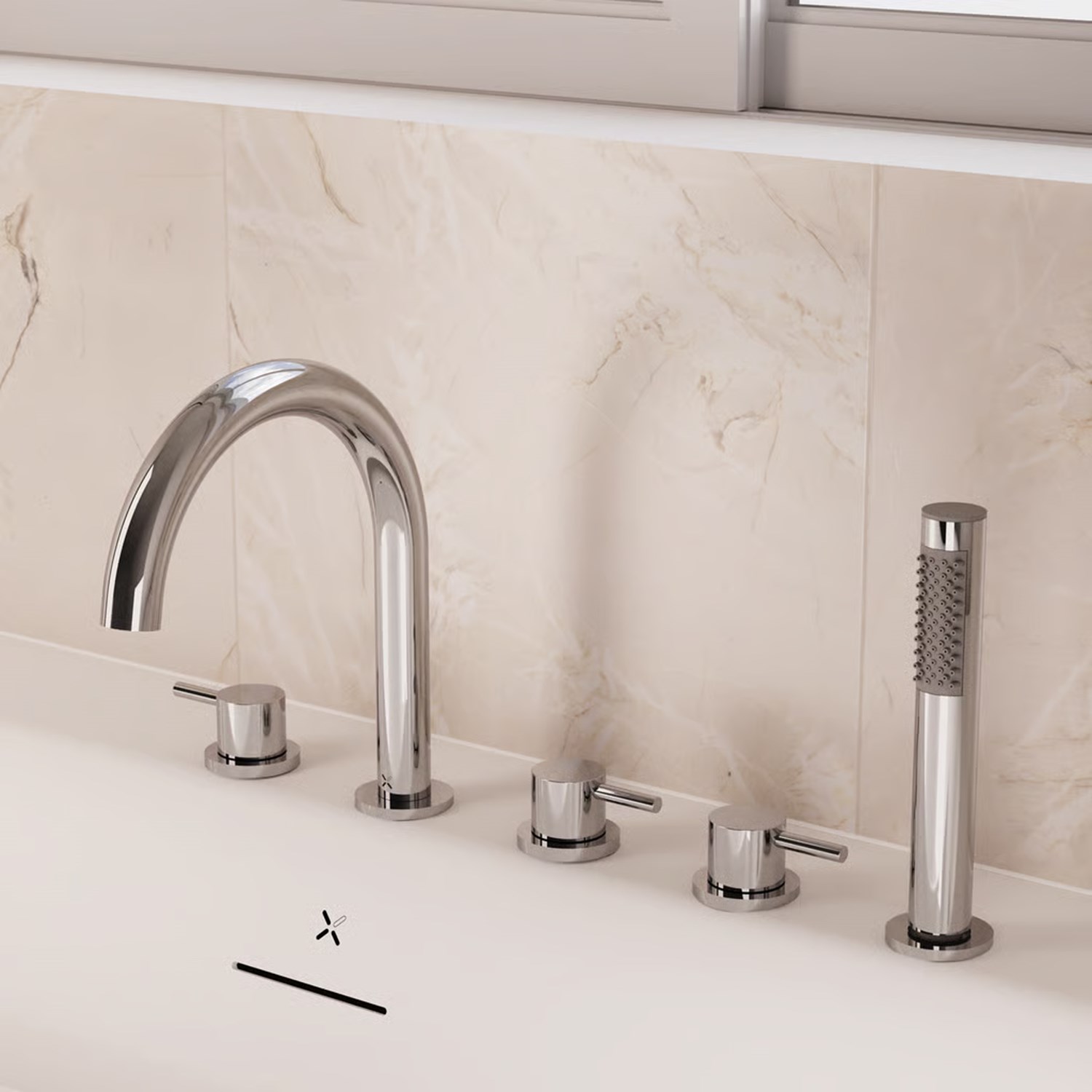 Crosswater MPRO 5 Hole Bath Mixer Tap with Shower Handset - Chrome