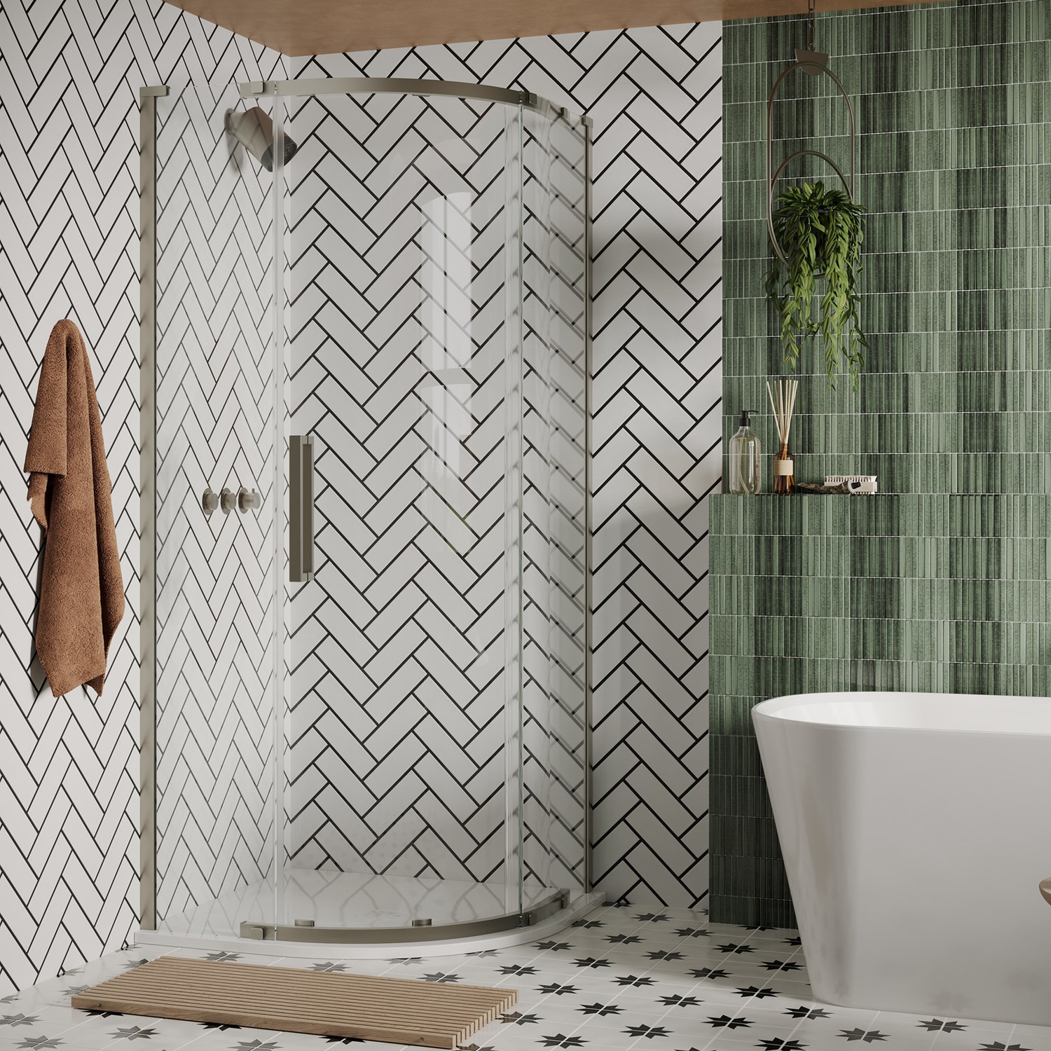 Crosswater Asura 8mm Brushed Stainless Steel Quadrant Shower Door