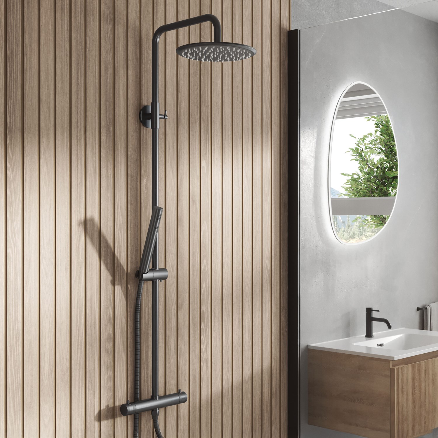 Breeze Rigid Riser Kit Core Exposed Thermostatic Rigid Riser Shower Kit | Drench