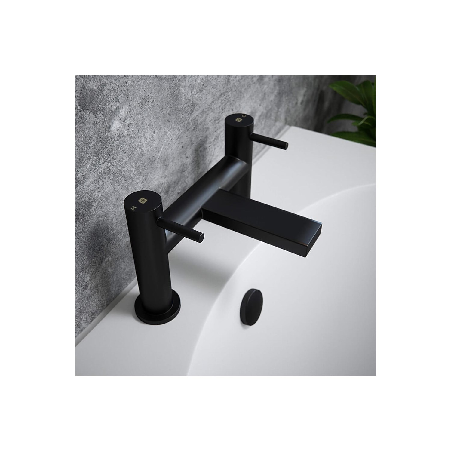 The Tap Factory Vibrance Vanto Black Deck Mounted Bath Filler - 8 Handle Colours Available