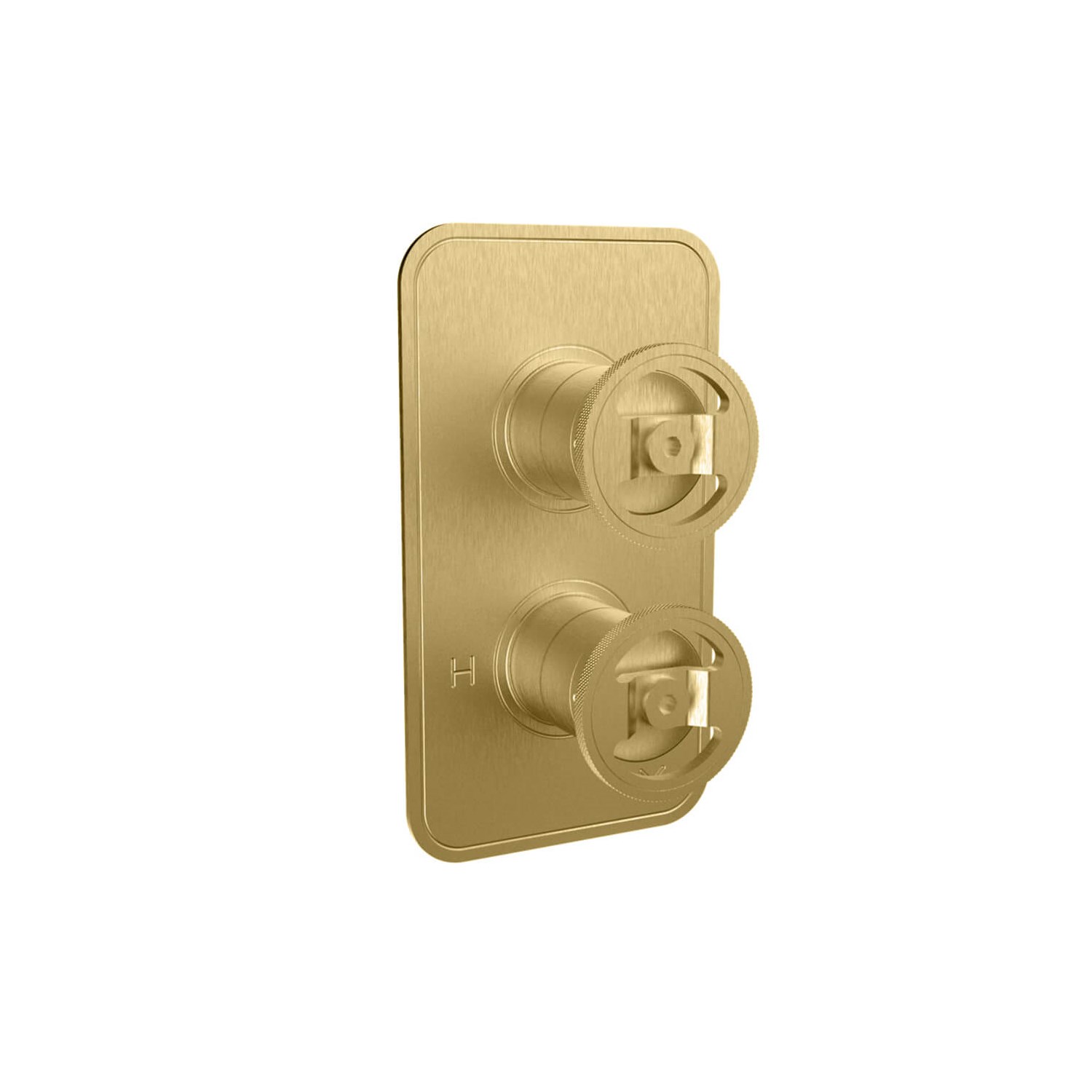 Crosswater Union 2 Outlet Concealed Thermostatic Shower Valve with Wheels - Brushed Brass