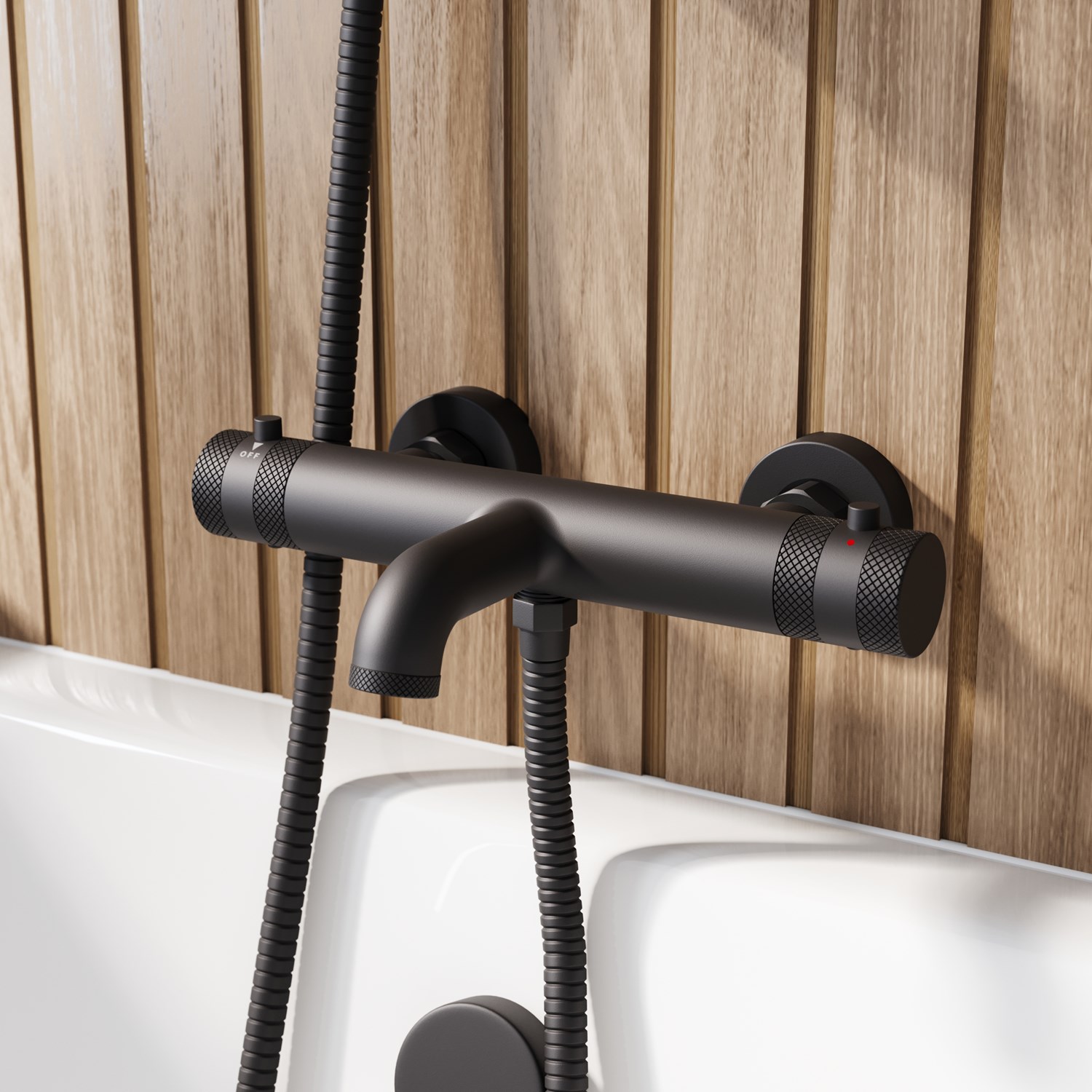 Core Wall Mounted 2 Outlet Thermostatic Bath Shower Mixer Tap | Drench