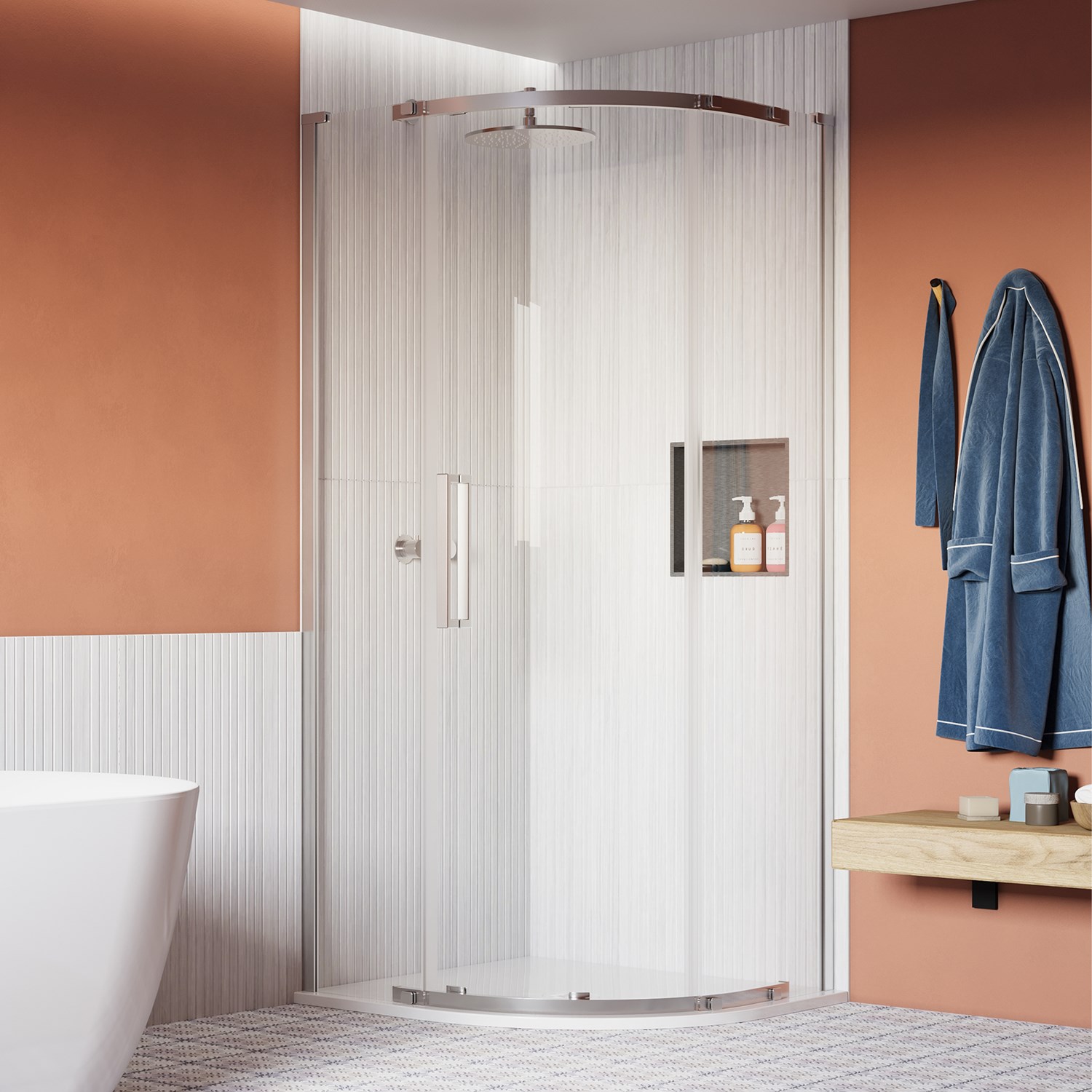 Crosswater Asura 8mm Polished Stainless Steel Quadrant Shower Door