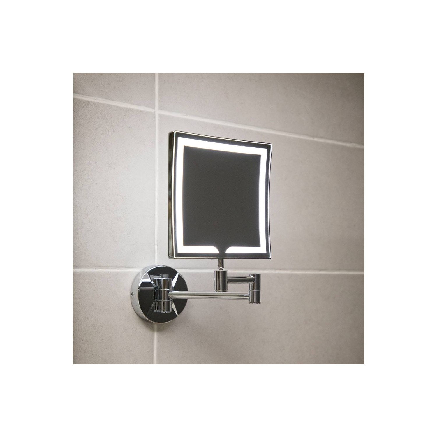 LED Illuminated Square Magnifying Wall Mirror