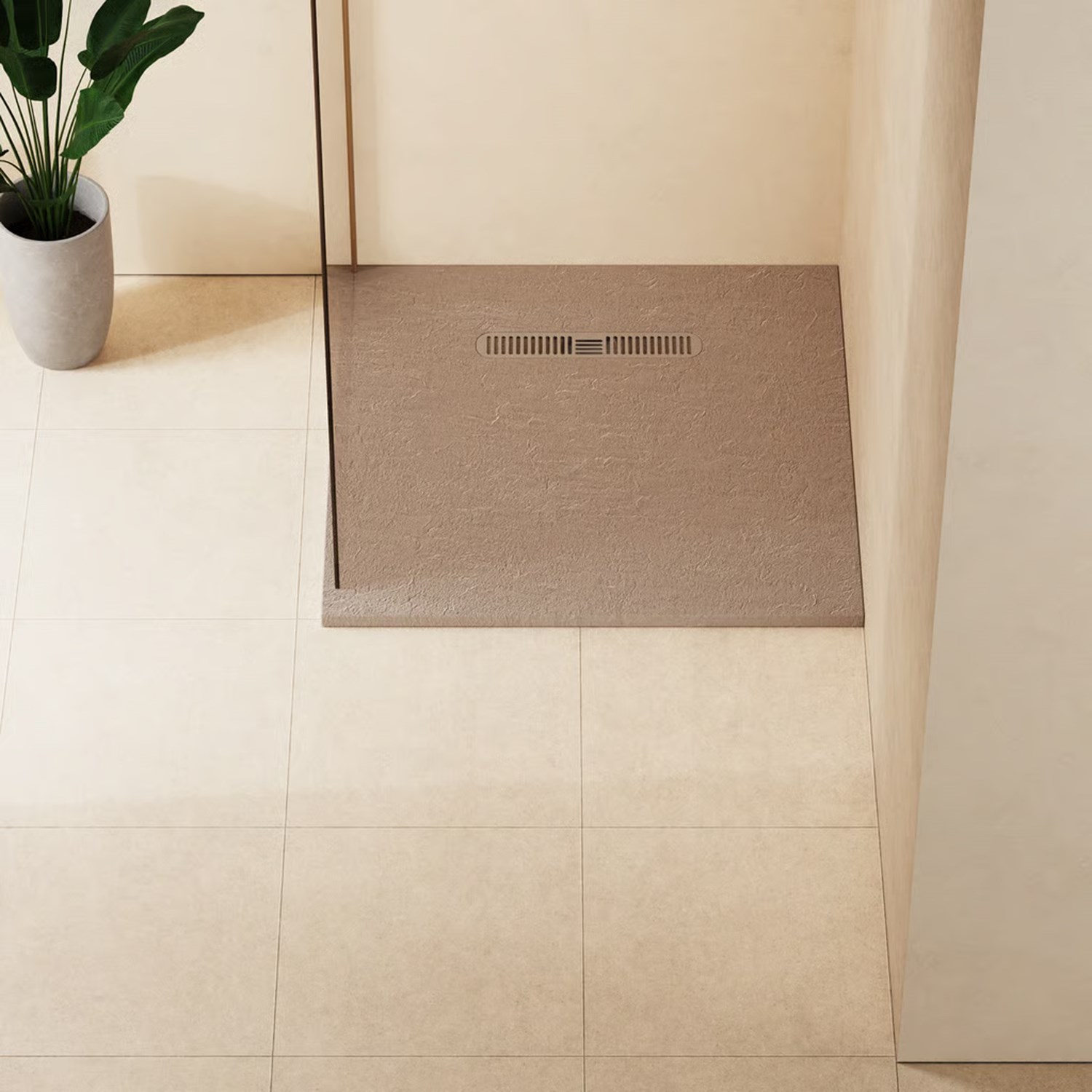Crosswater Vito 25mm Dolomite Stone Resin Textured Square 900 x 900mm Shower Tray with