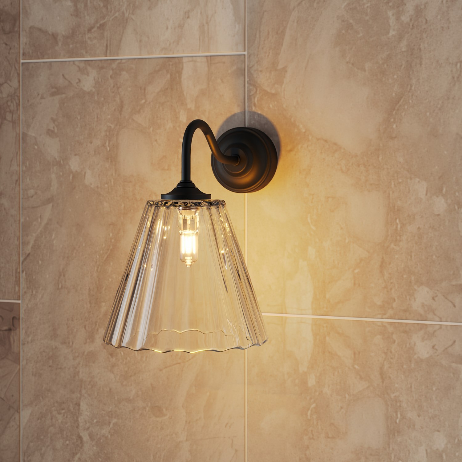 & Fluted Glass Shade Wall Light