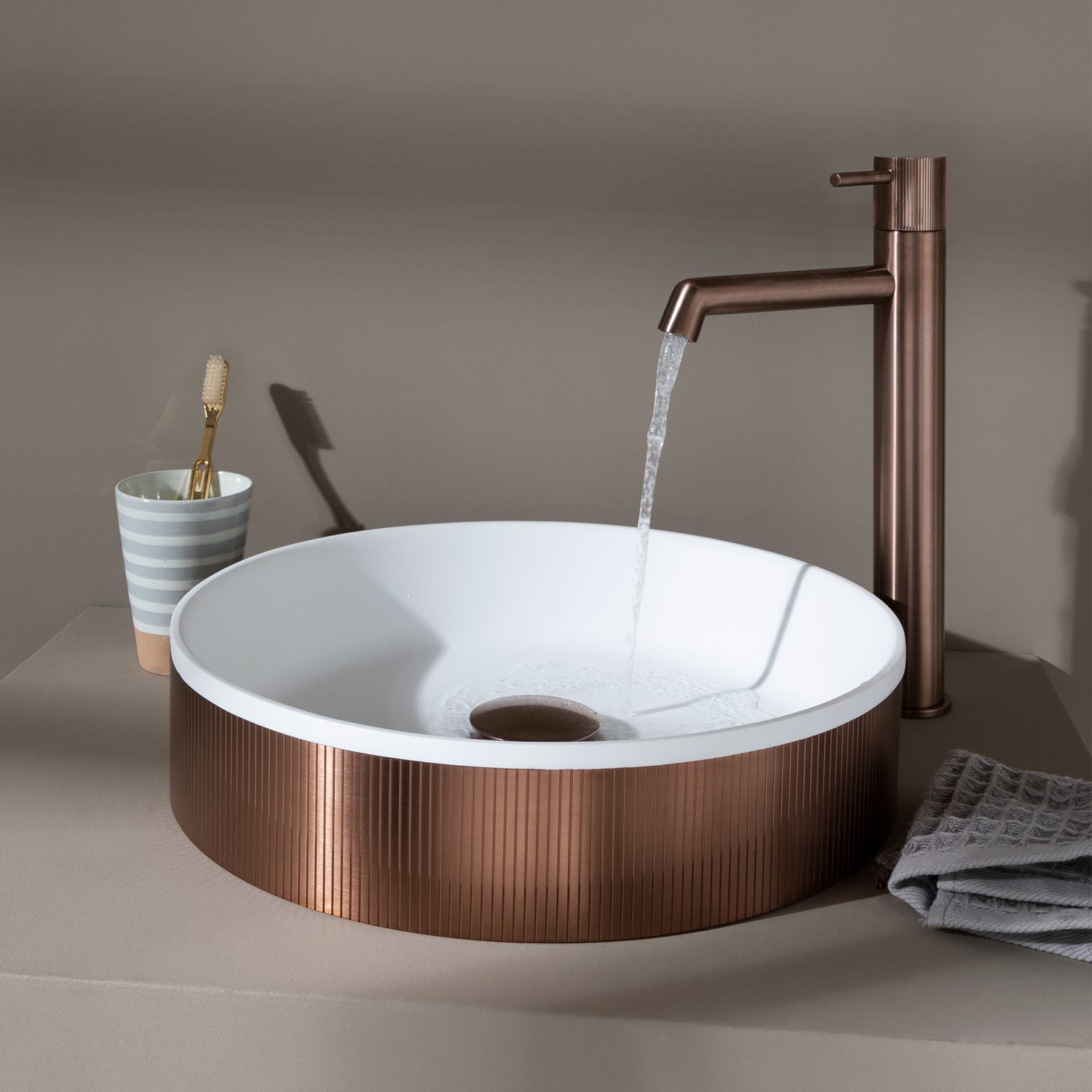 JTP VOS 360mm Round Countertop Basin with Click Clack Waste