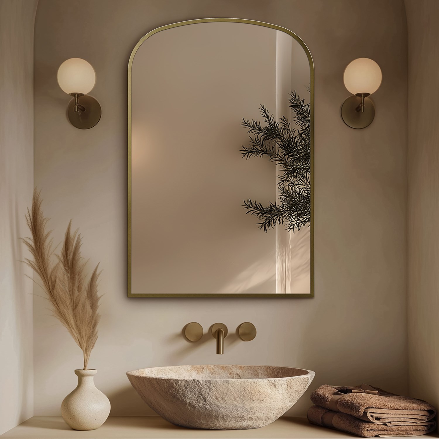 Delphine Overmantle Arched Mirror 600 x 900mm