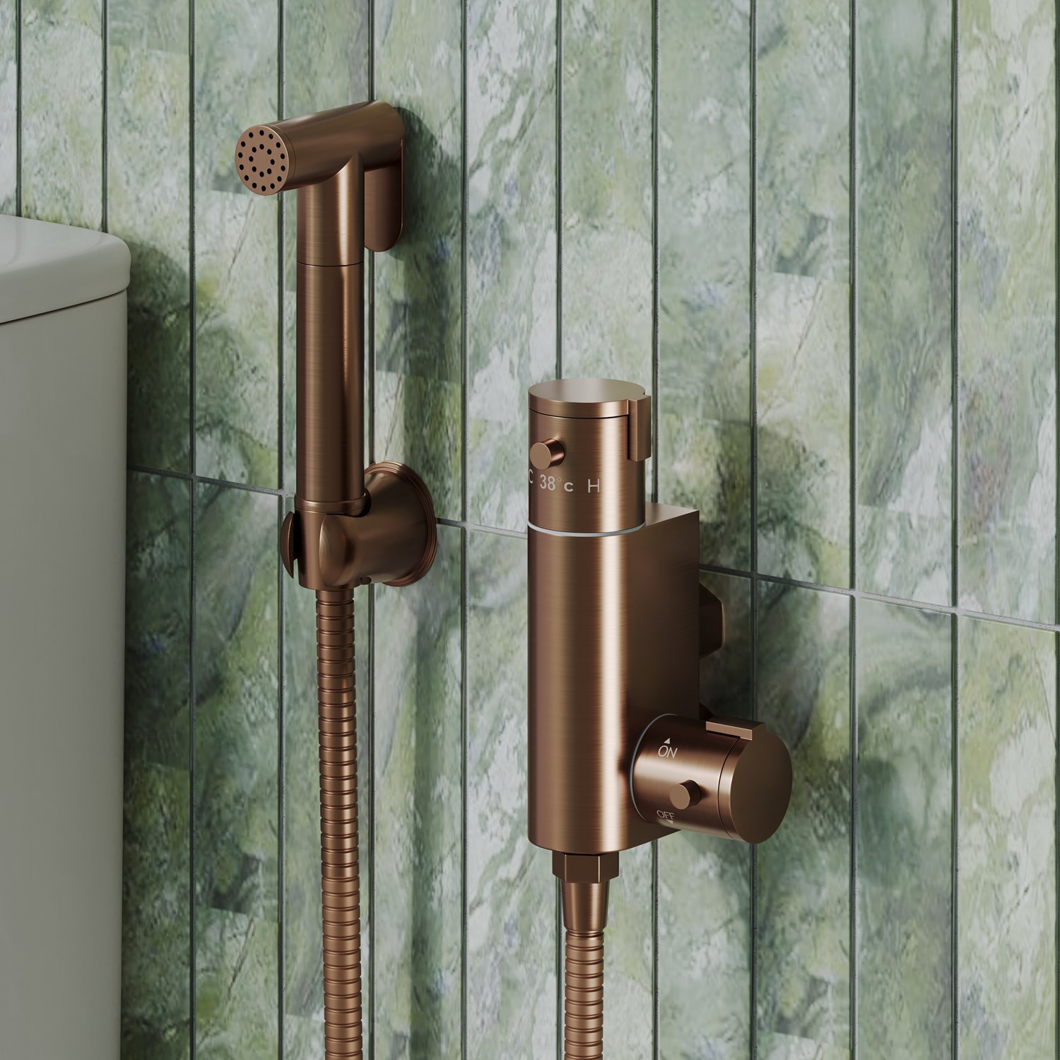 Core Round Douche Kit Thermostatic Valve Brushed