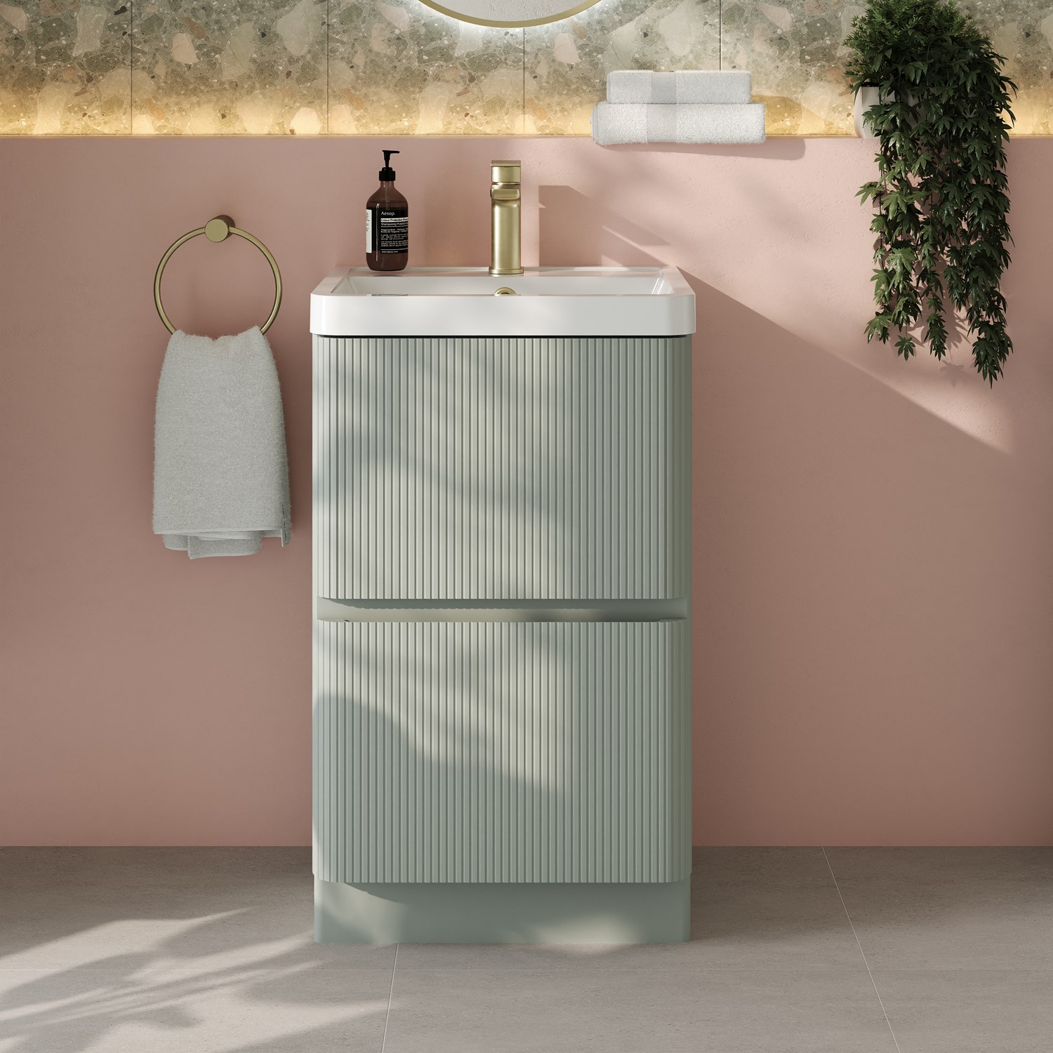 Drench Origin 500mm Fluted Floorstanding Vanity Unit & Basin