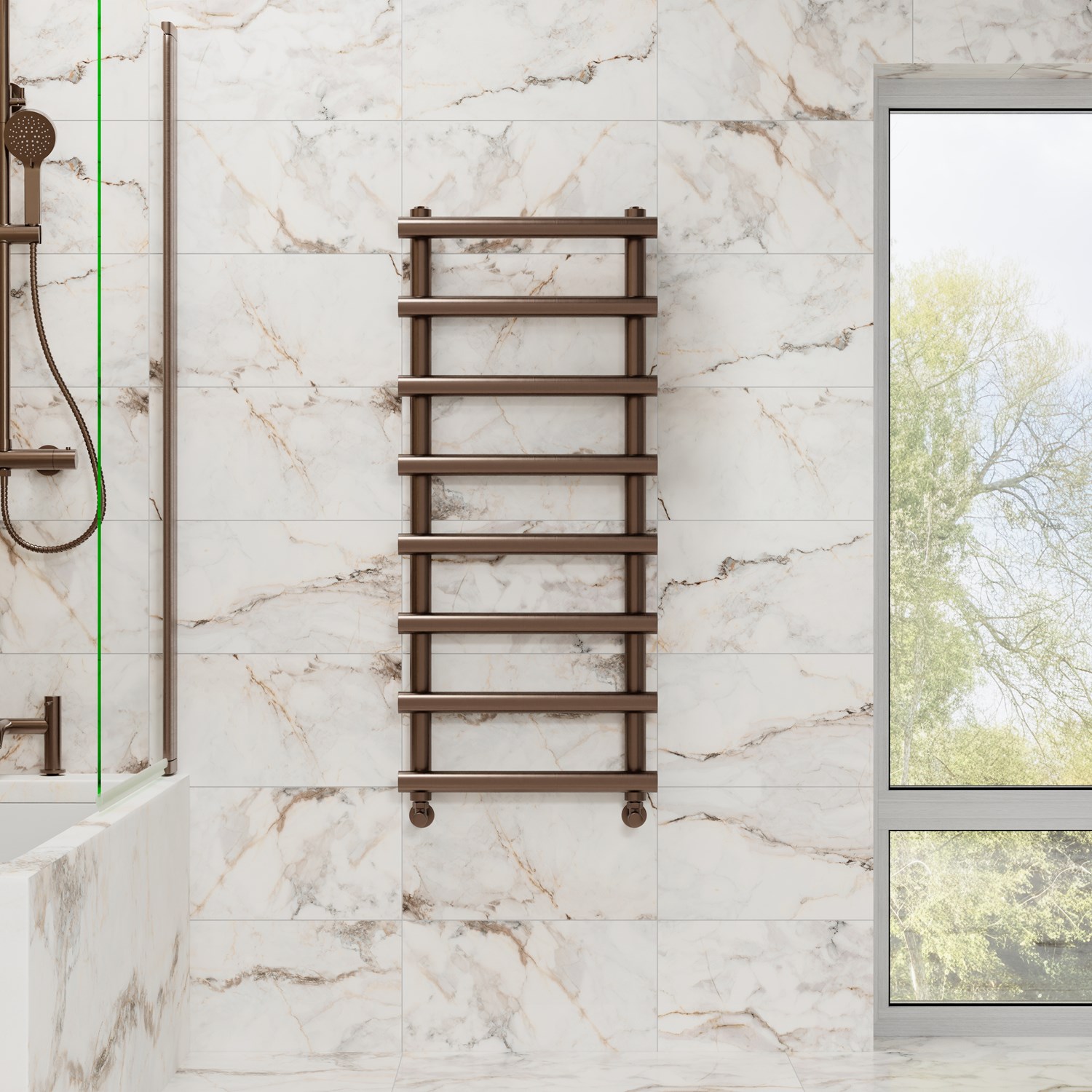Toasty Yarrow Brushed Bronze Heated Towel Rail