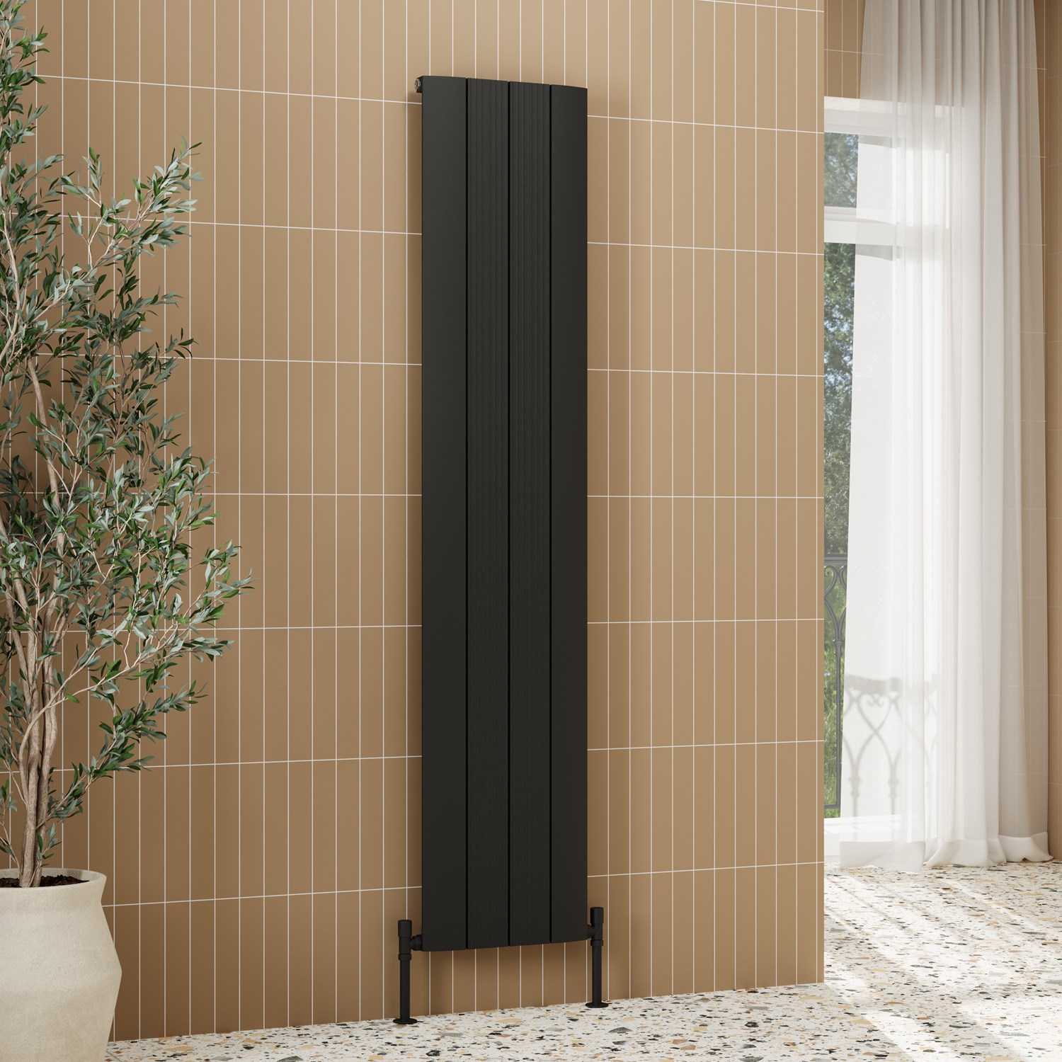 Drift Matt Vertical Aluminium Radiator 1800 x 375mm