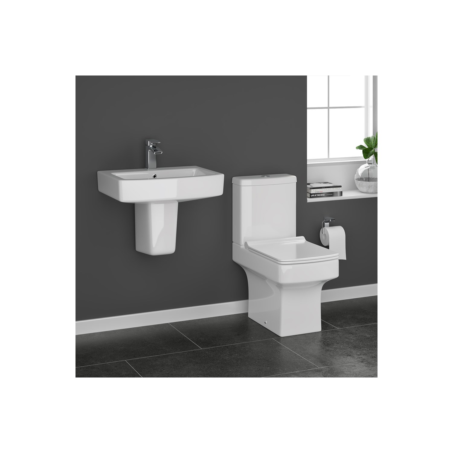 Vellamo Aspire Semi-Pedestal & Basin - 570mm | Drench