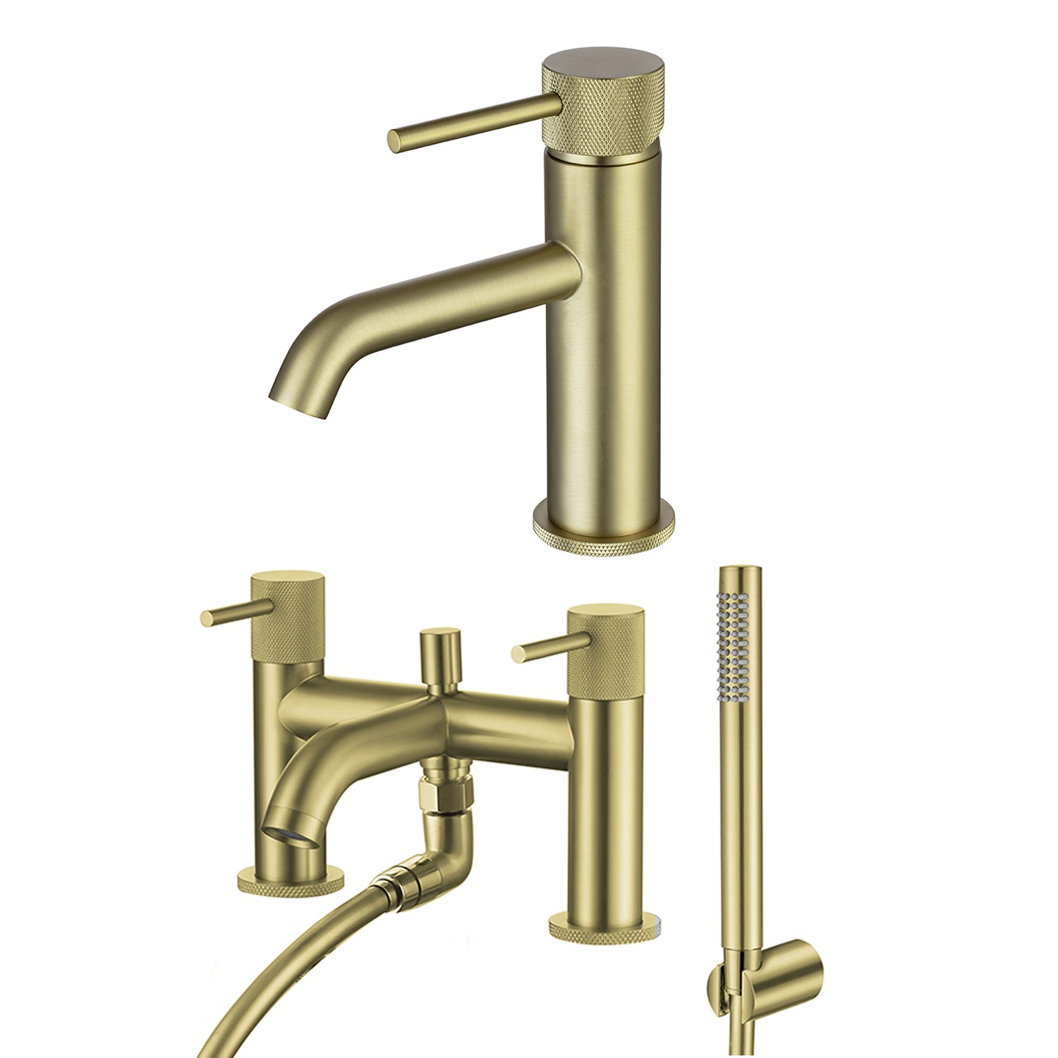 Clarity Knurled Basin Mixer Tap & Waste Bath Shower Mixer Tap Shower Kit