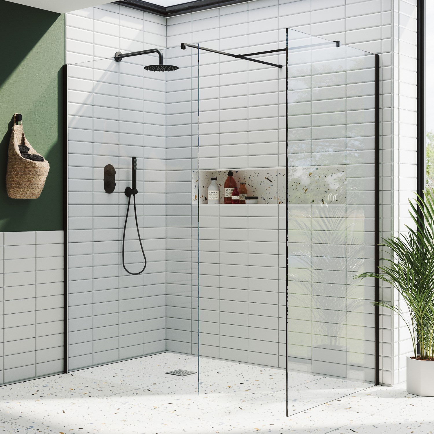 Harbour i10 10mm Easy Clean 2m Tall Wetroom 2 Panel Pack - Matt Black