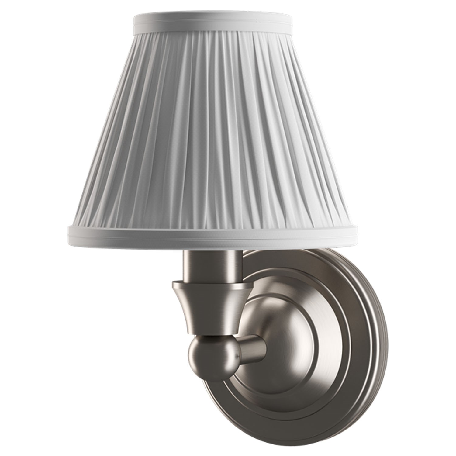 Burlington LED Round Bathroom Wall Light with White Fine Pleated Shade