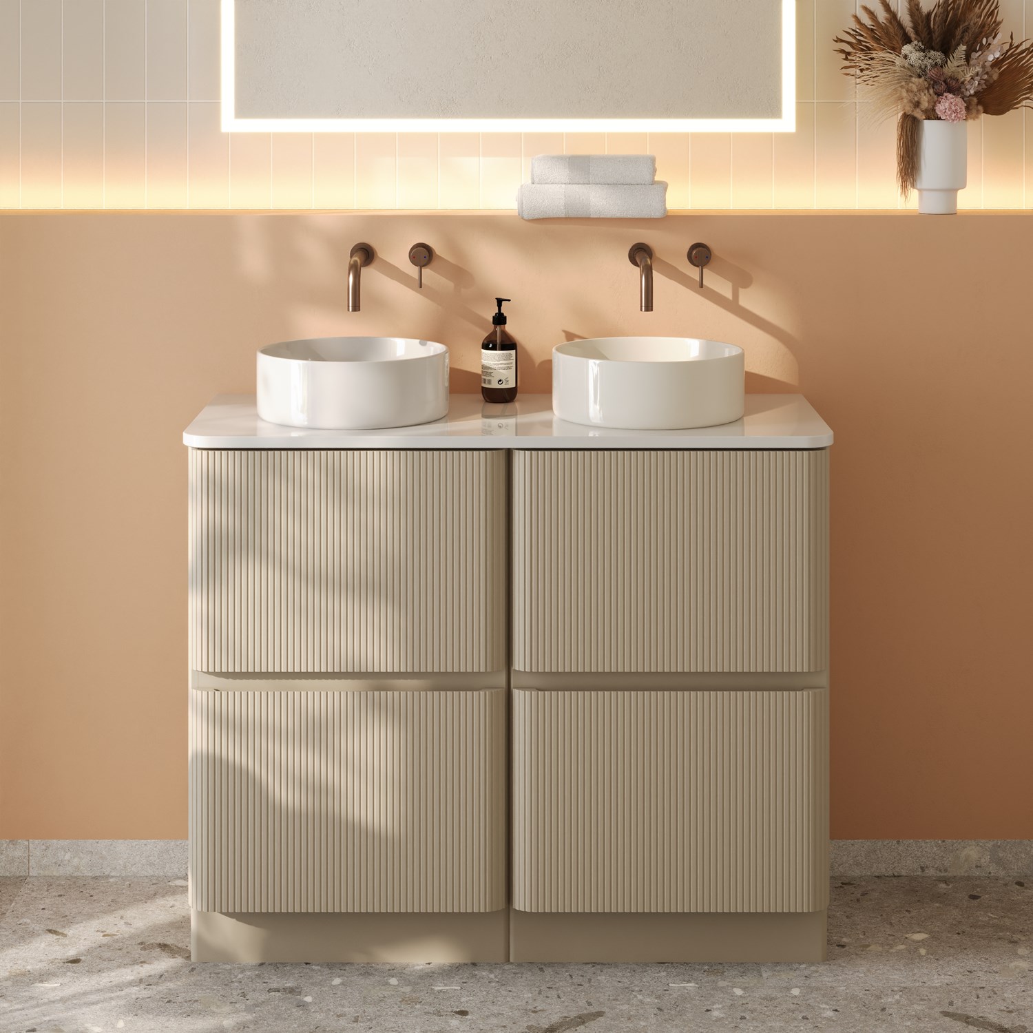 Drench Origin 1000mm Fluted Floorstanding Vanity Unit & Countertop