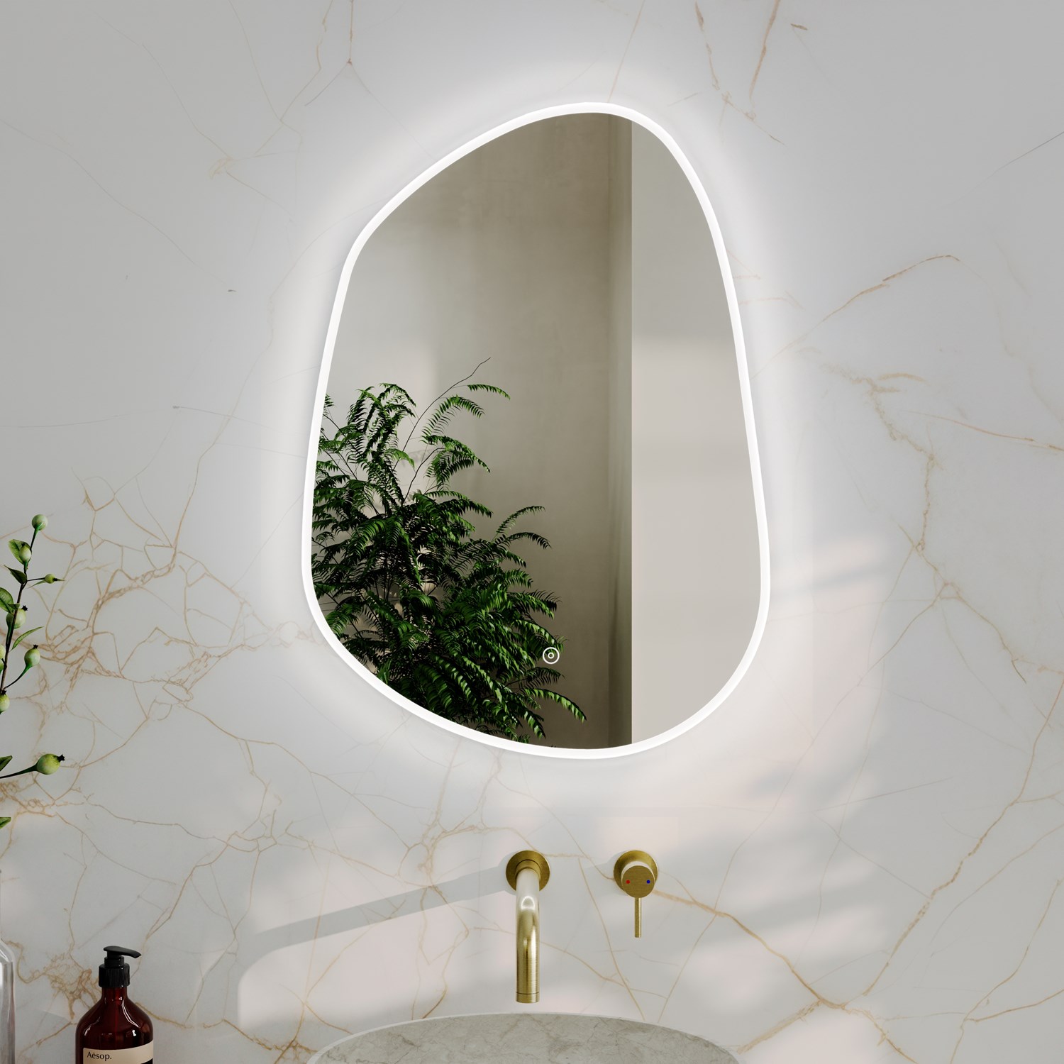 Organics Pond LED illuminated Mirror with Demister Pad & Colour Change Lights - 500 x