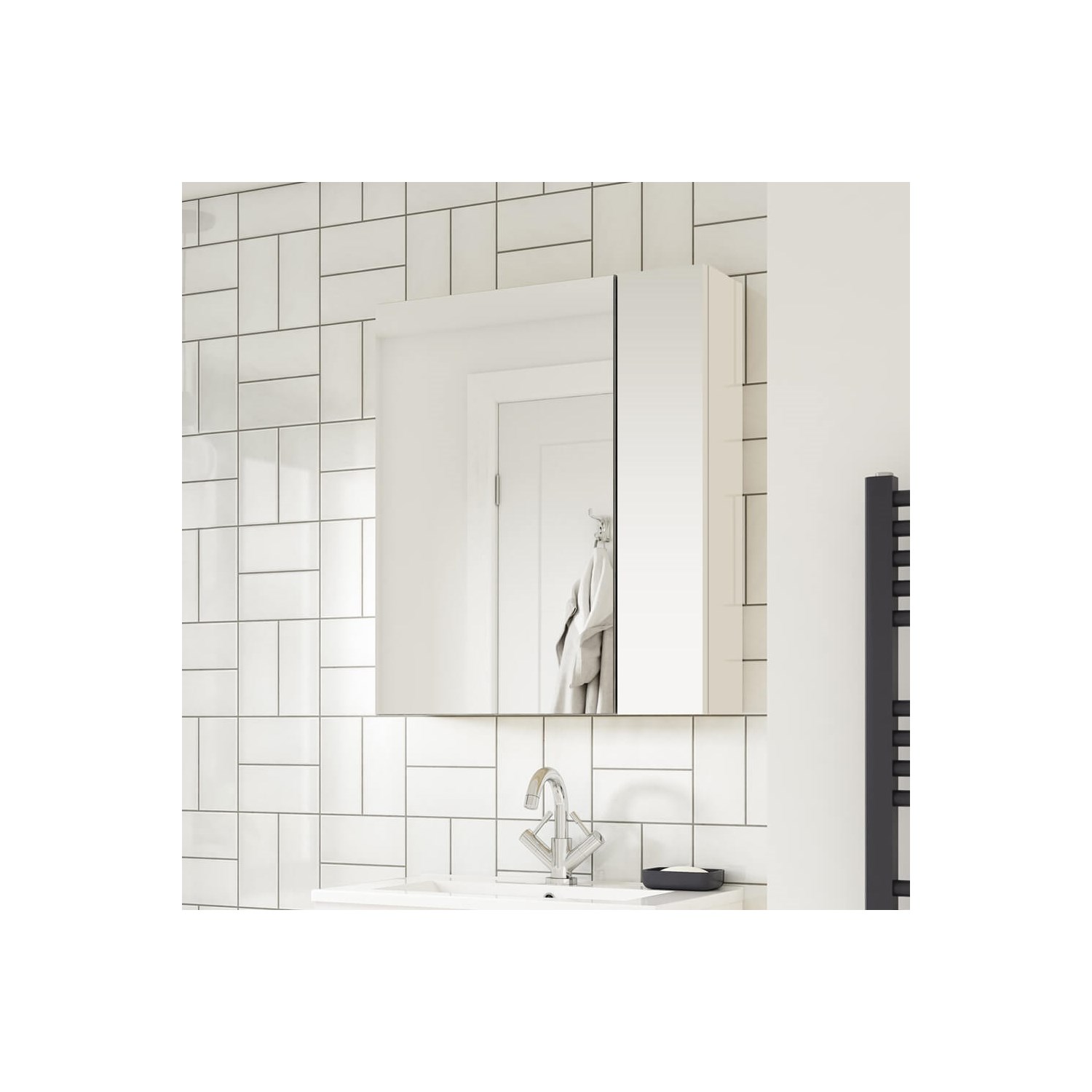 Emily 600mm Mirror Cabinet with Offset Door