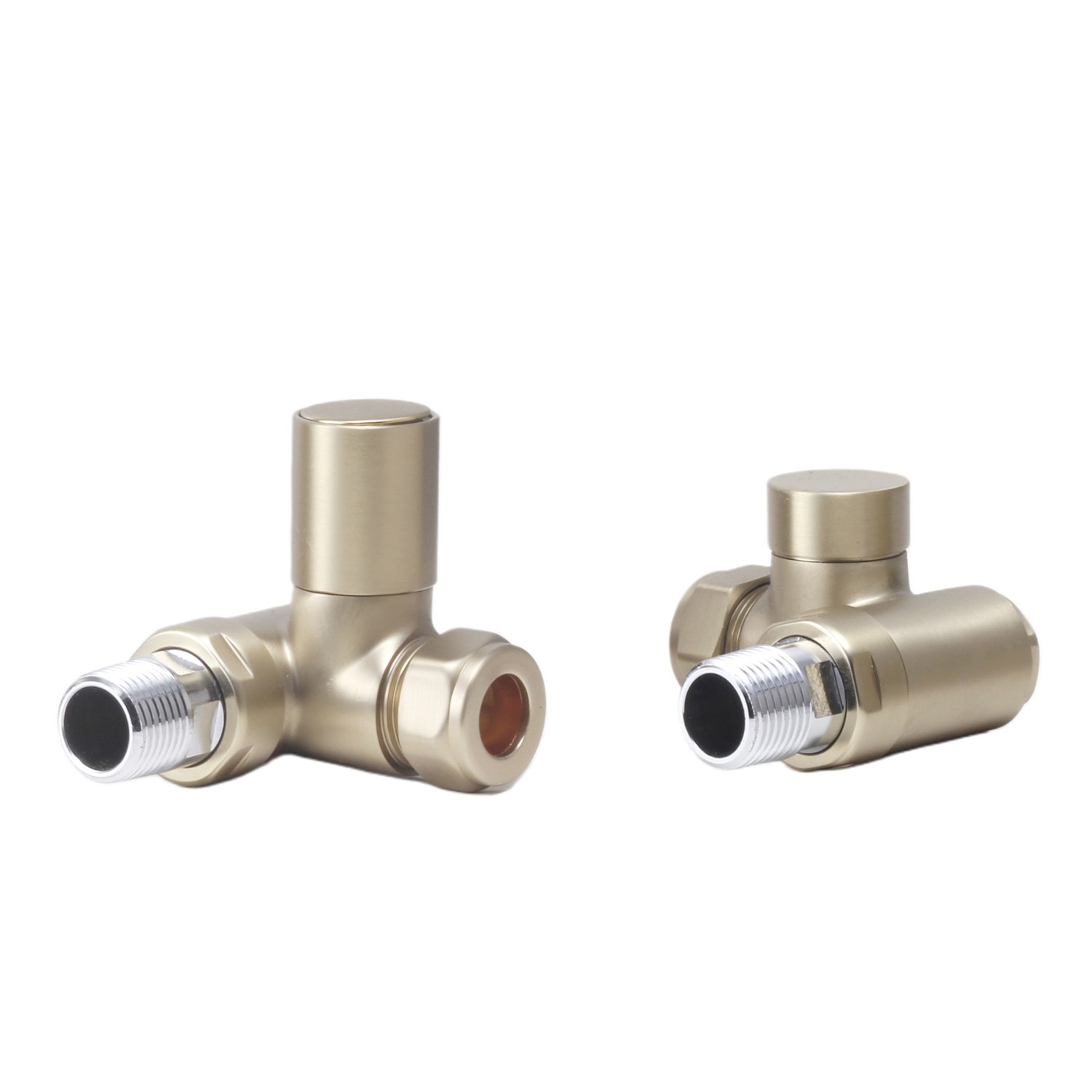 Toasty Brushed Brass Dual Fuel Corner Radiator Valves