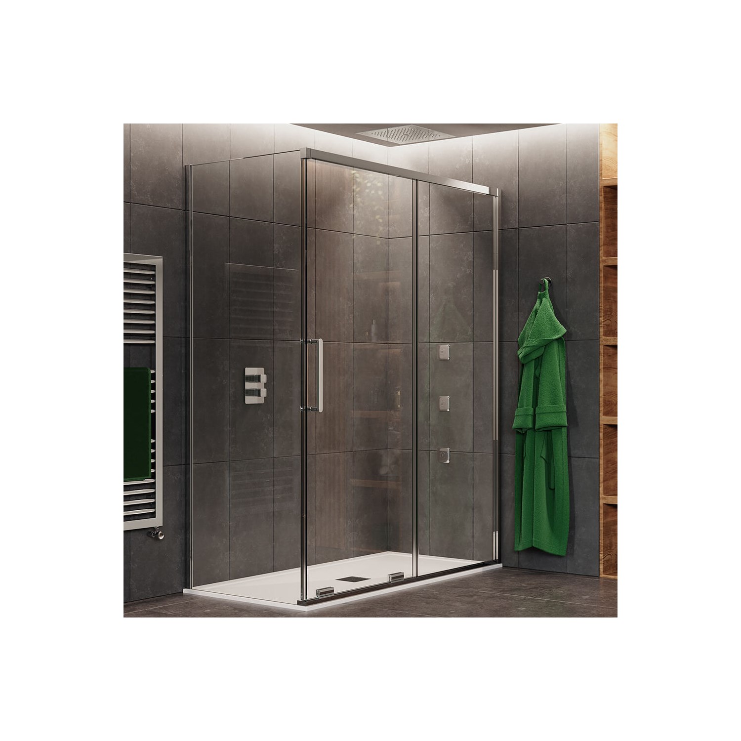Crosswater Optix 10 Single Sliding Shower Door with Optional Side Panel - Chrome