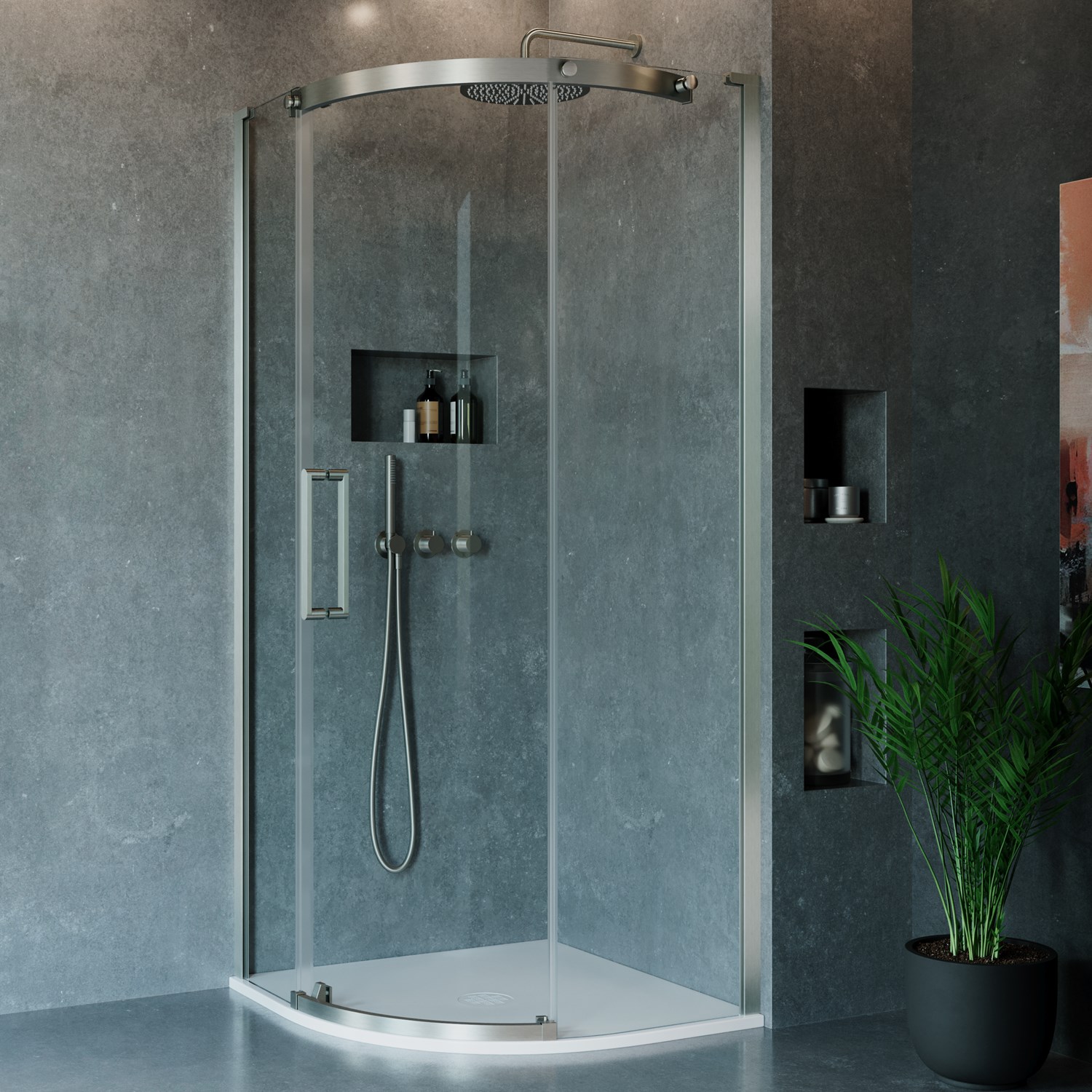 Crosswater Optix 10 Quadrant Shower Enclosure 900 x 900mm - Brushed Nickel