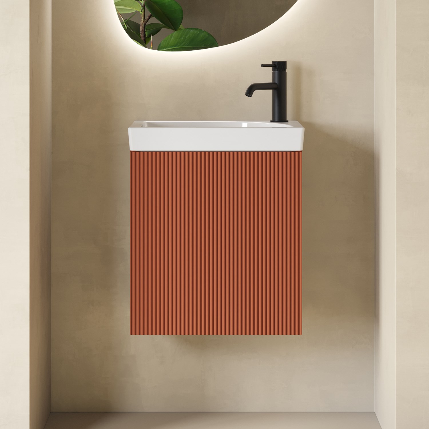 Drench Groove 460mm Fluted Wall Hung Cloakroom Vanity Unit & Basin