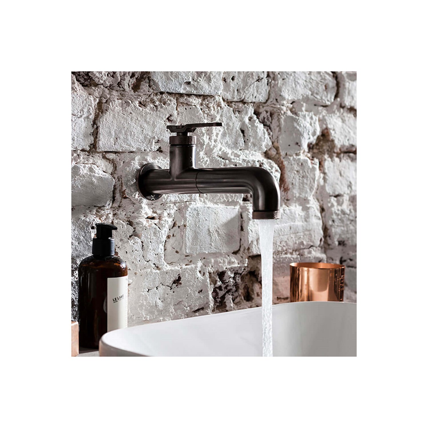 Crosswater Union 1 Hole Wall Mounted Basin Mixer Tap - Brushed Black Chrome