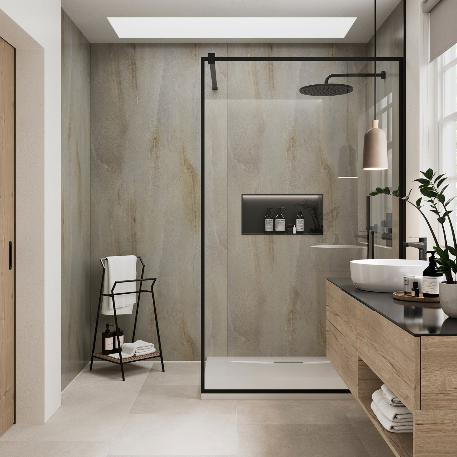 Showerwall Silverdale Limestone Hydrocore Laminate Bathroom Wall Panel