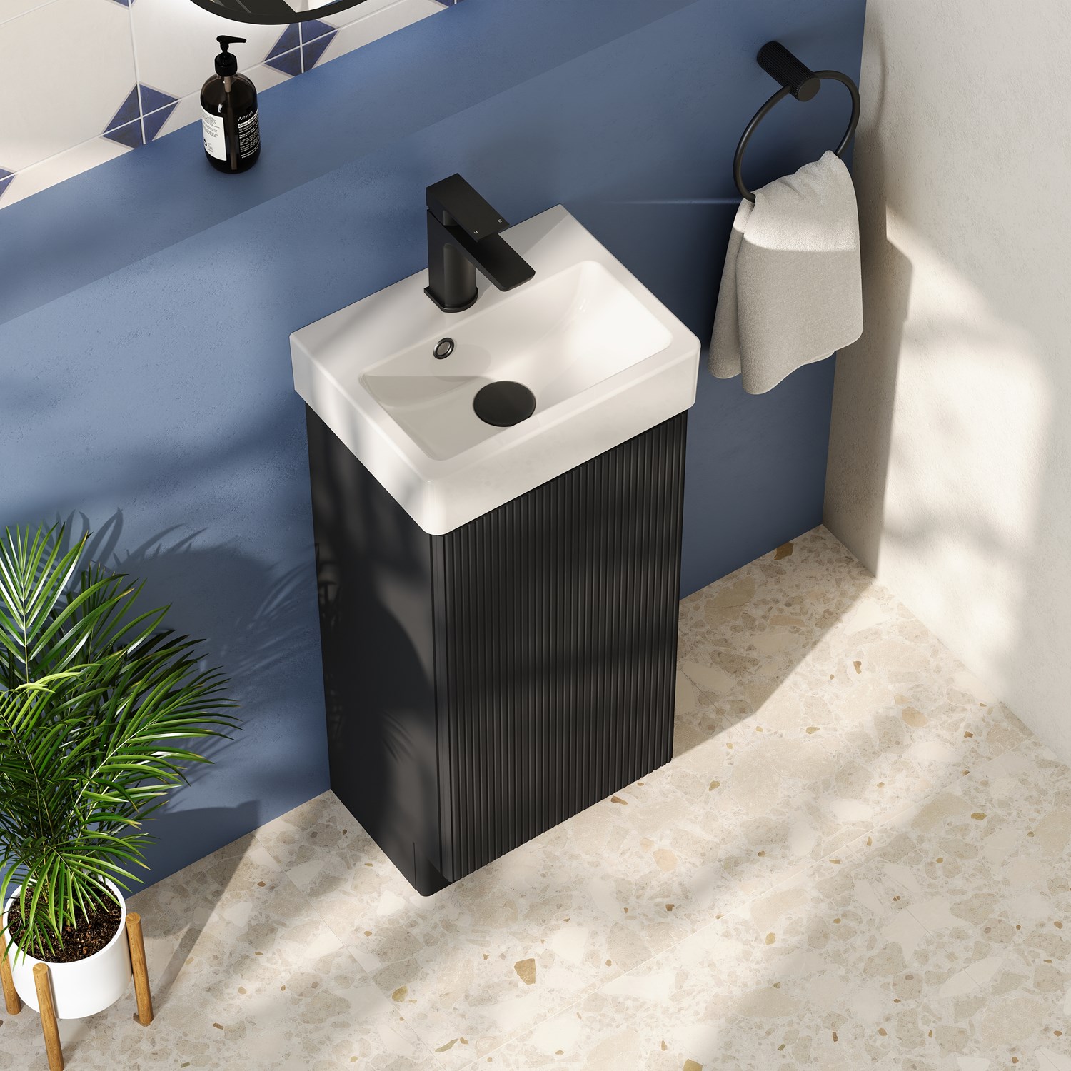 Drench Origin 340mm Fluted Cloakroom Floorstanding Vanity Unit & Basin