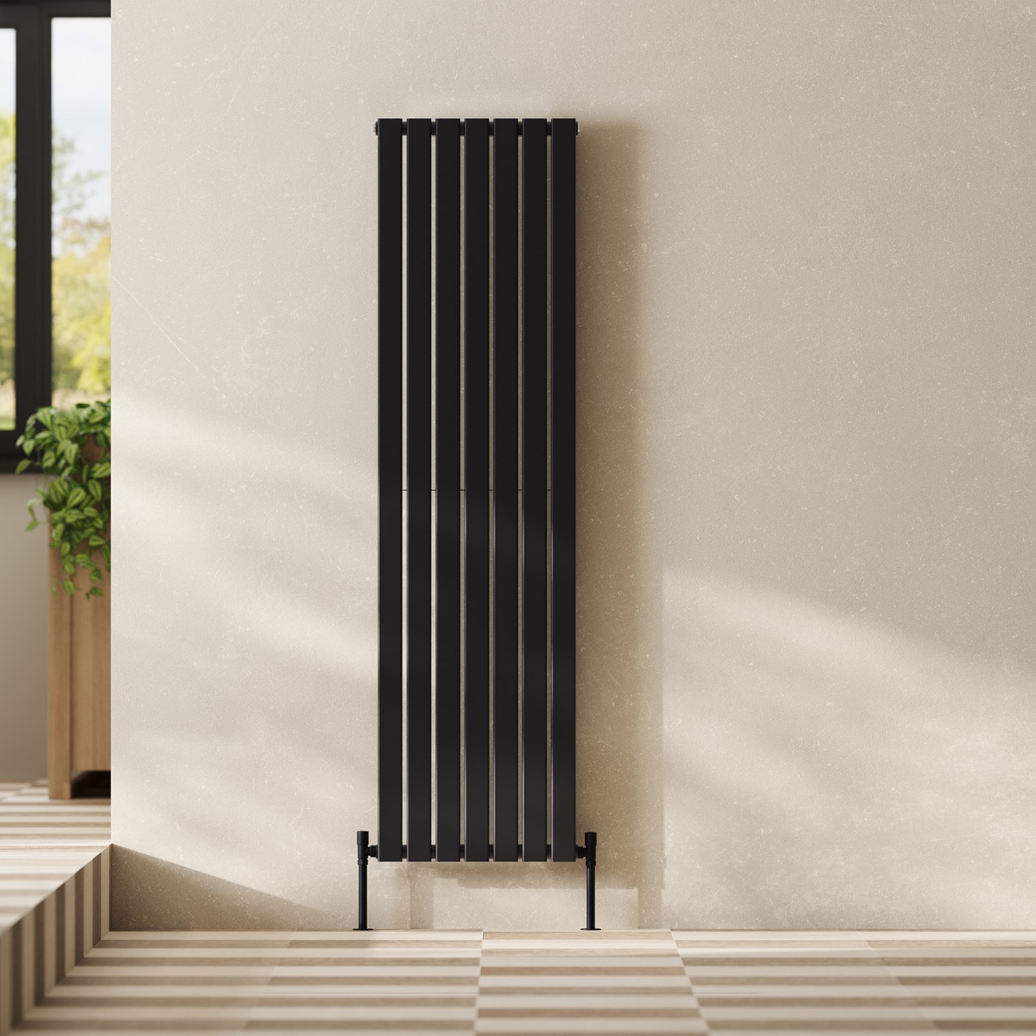 Toasty Radiance Matt Black Flat Panel Vertical Radiator