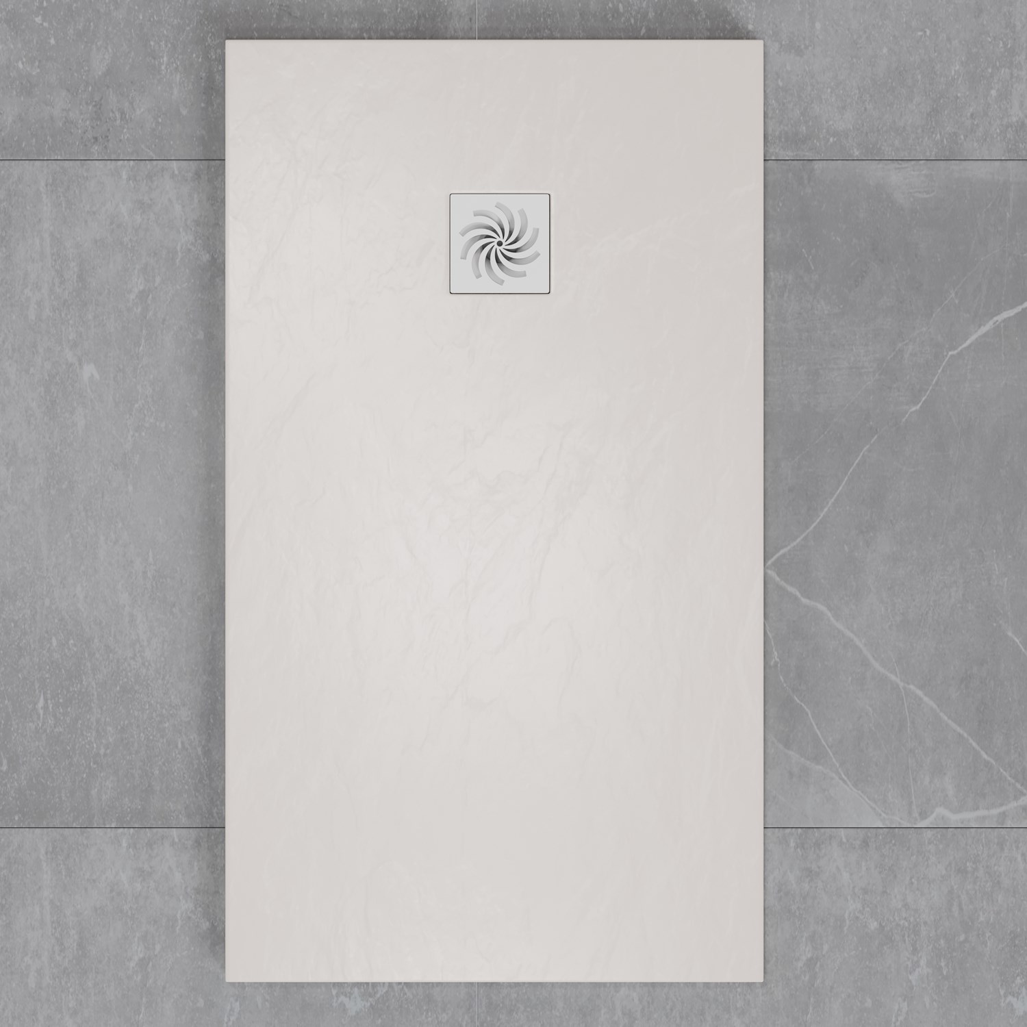 Drench Naturals White Thin Slate-Effect Rectangular Shower Tray - 11 Sizes