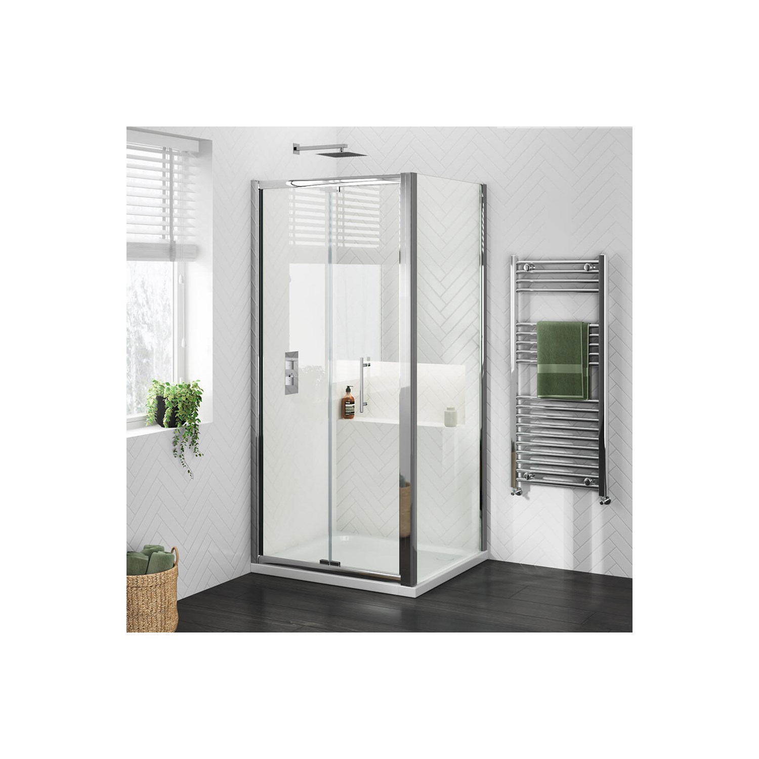 Harbour i6 Easy Clean 6mm Bi-Fold Shower Door & Optional Side Panel